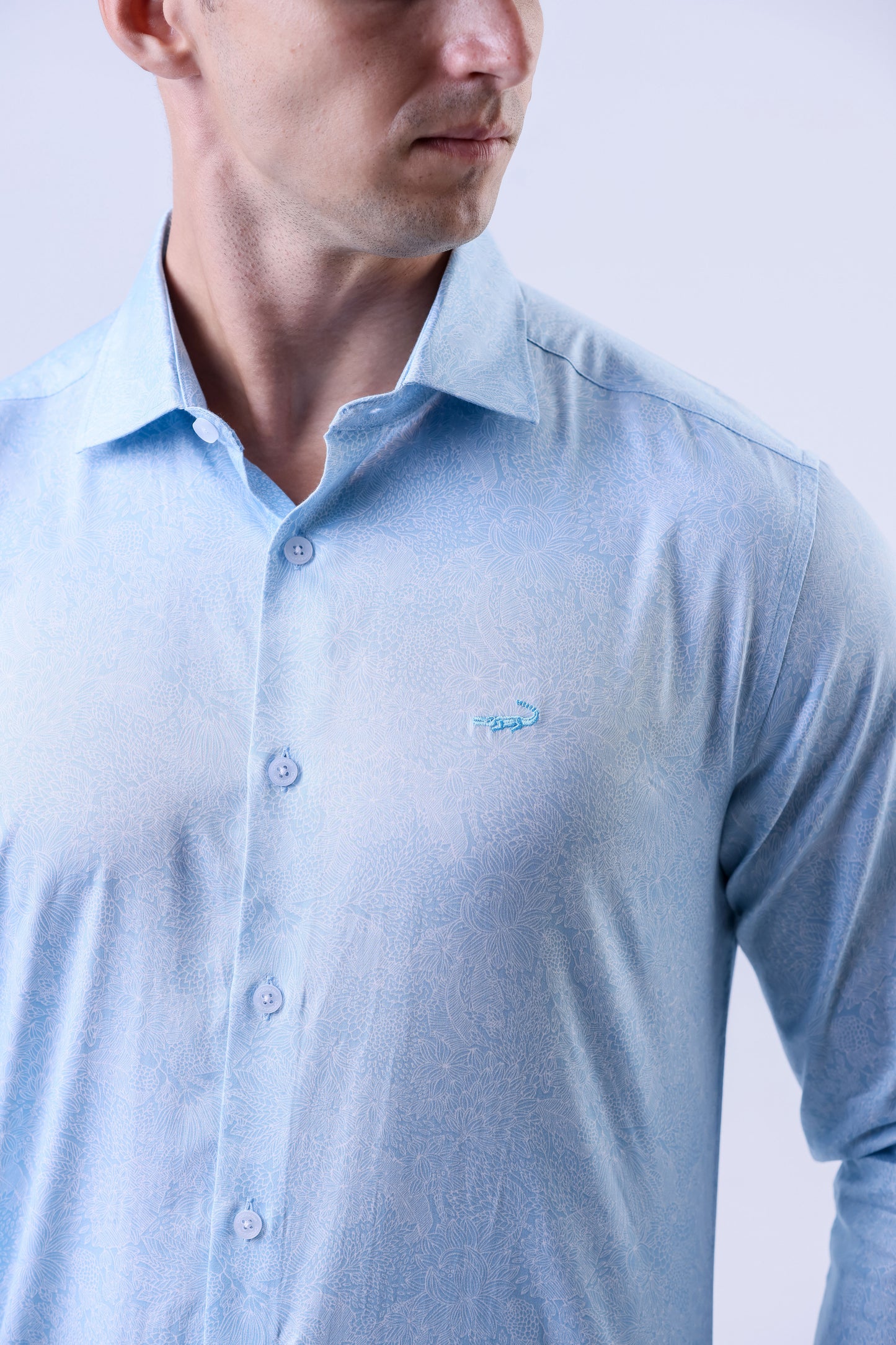 CROCODILE MEN SEMI CASUAL SHIRTS SLIM FIT FS-Dream Blue