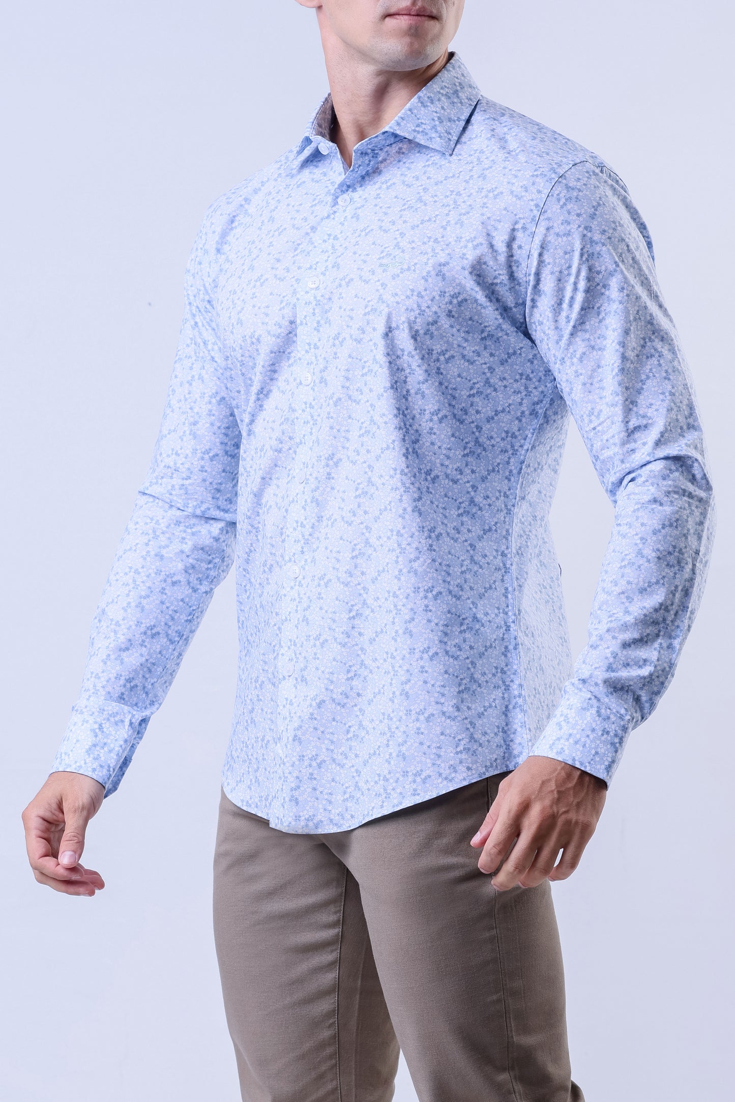 CROCODILE MEN SEMI CASUAL SHIRTS SLIM FIT FS-Baby Blue