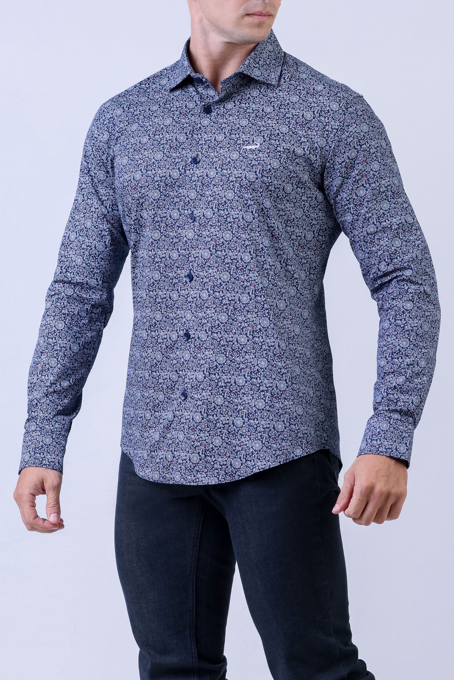 CROCODILE MEN SEMI CASUAL SHIRTS SLIM FIT FS-Navy