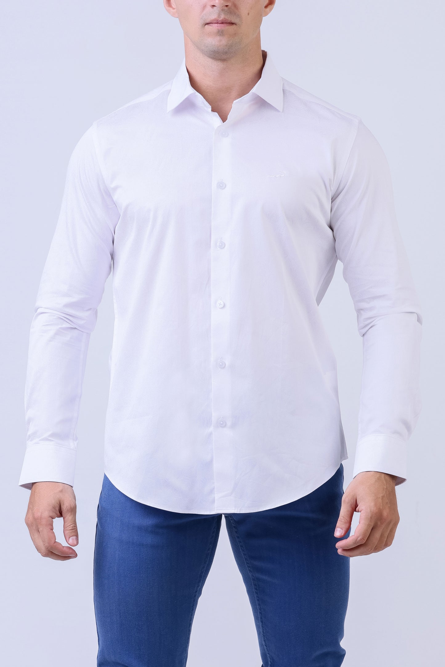 CROCODILE MEN SEMI CASUAL SHIRTS SLIM FIT FS-Snow White