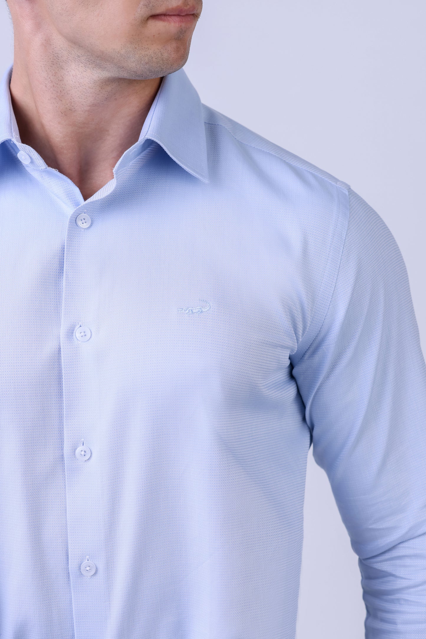 CROCODILE MEN FORMAL SEASONAL SHIRT SLIM FIT FS-Blue Forget Me Not