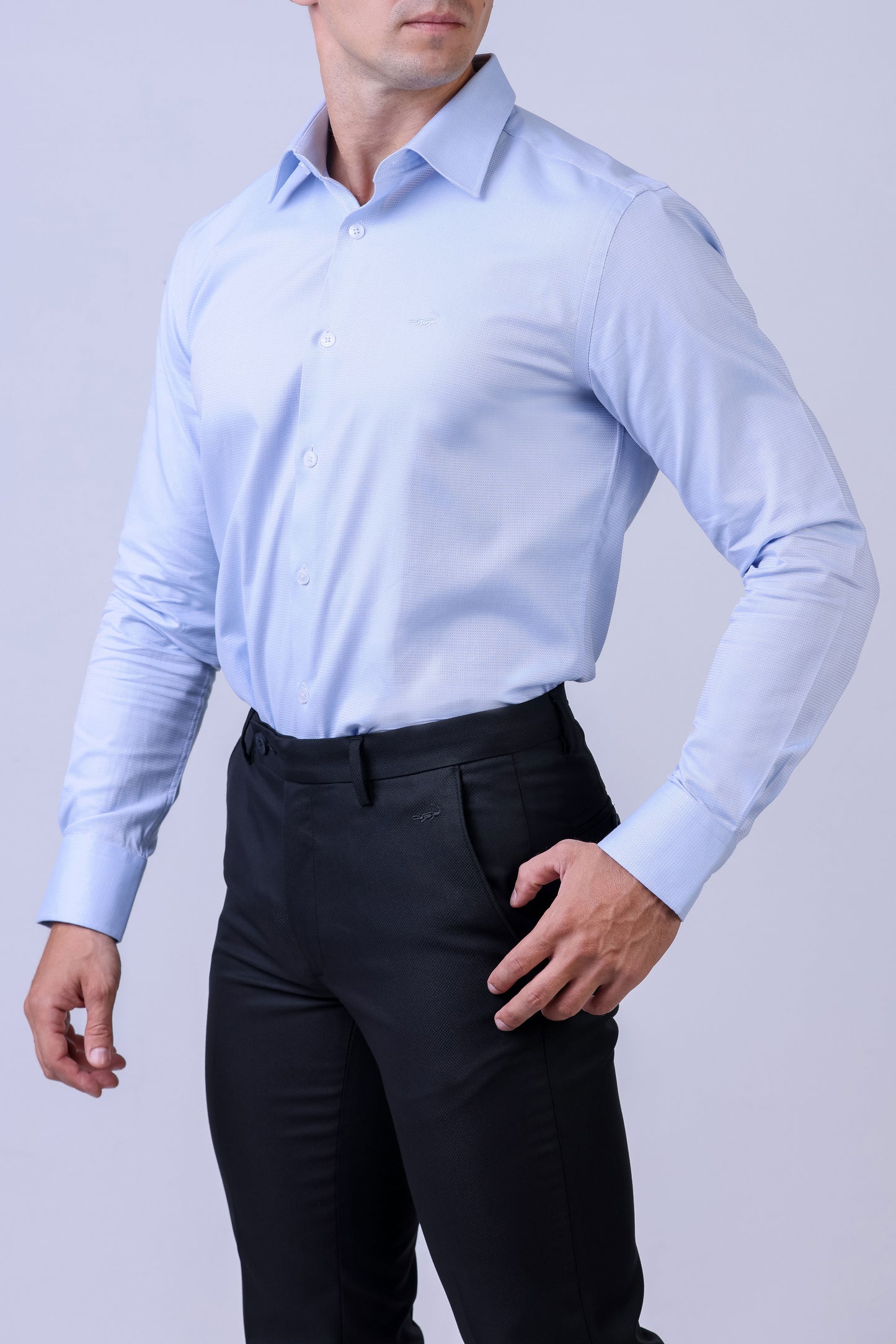 CROCODILE MEN FORMAL SEASONAL SHIRT SLIM FIT FS-Blue Forget Me Not