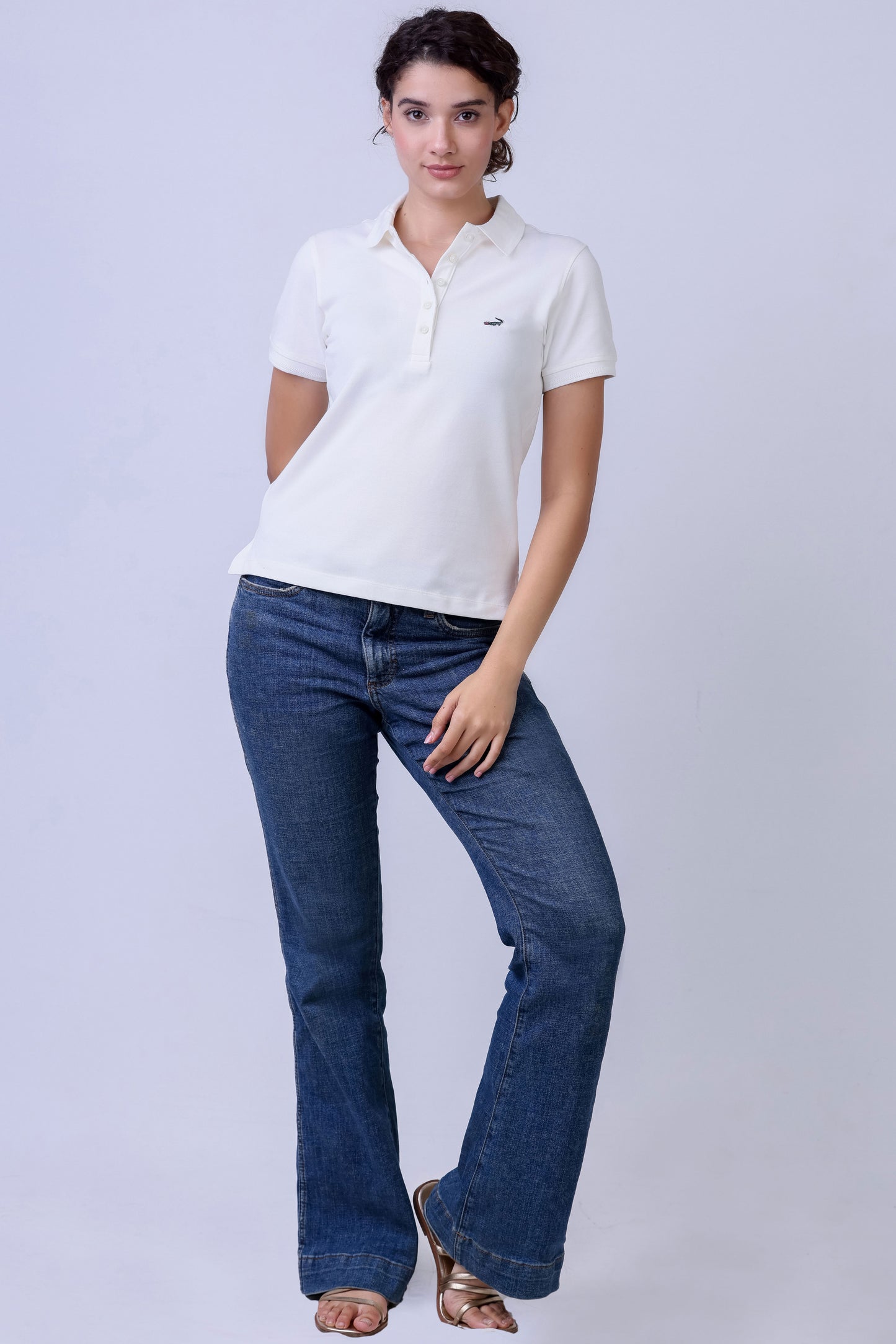 CROCODILE LADIES PIMA POLO HS-White