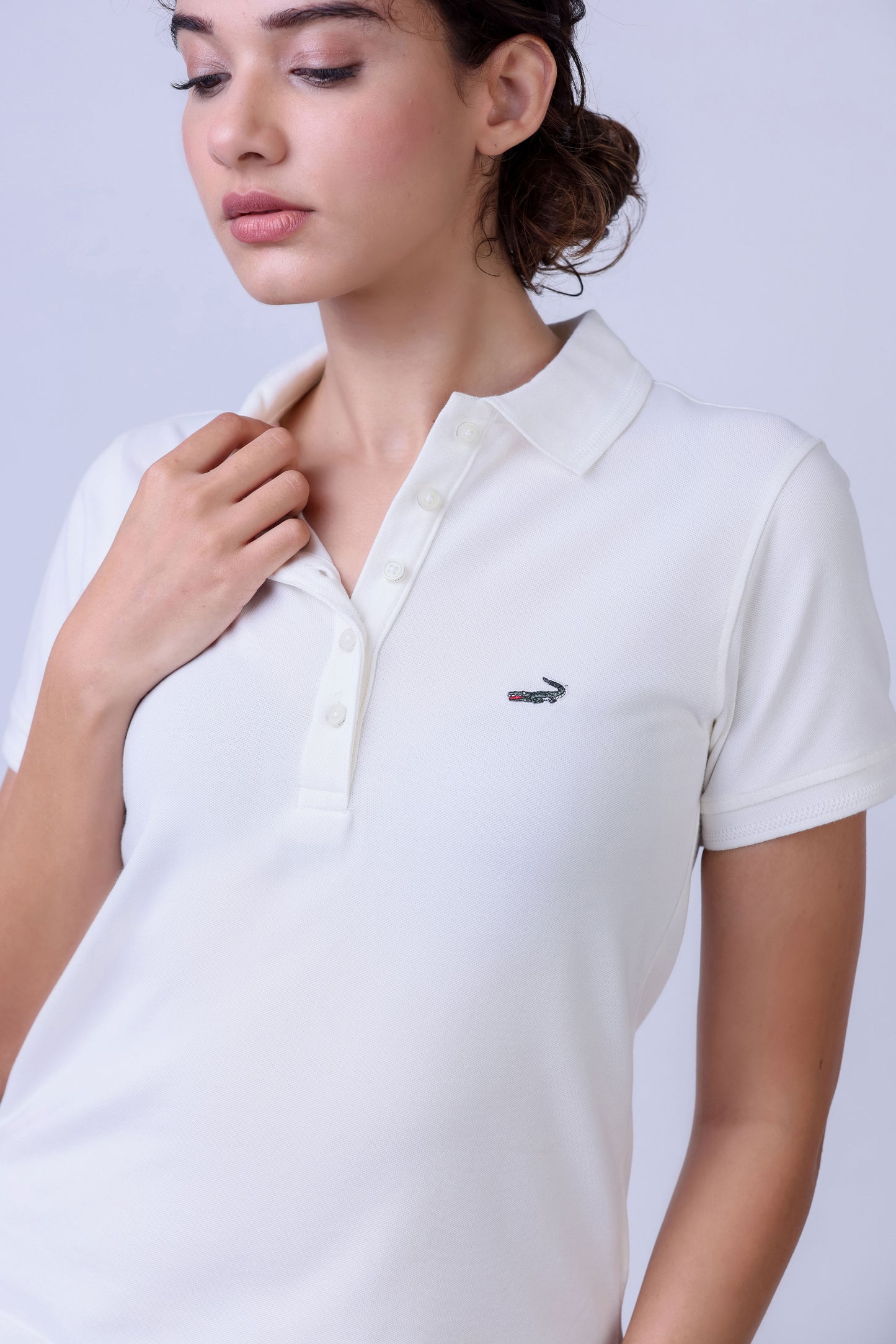 CROCODILE LADIES PIMA POLO HS-White