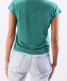 Crocodile Single Jersey V Neck Top-Dynasty Green
