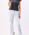 Crocodile Single Jersey V Neck Top-Cloud Burst