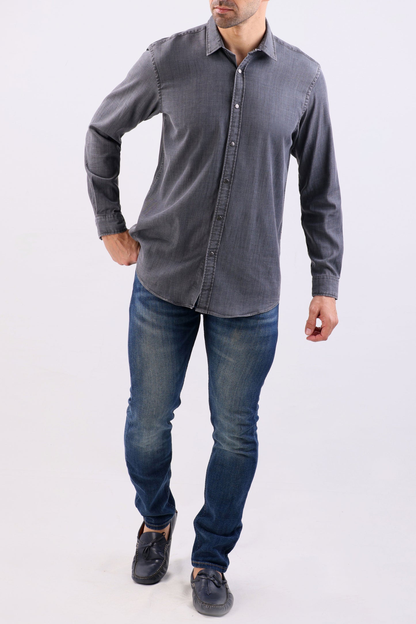 Crocodile Semi Casual Regular Fit Shirt-Charcoal