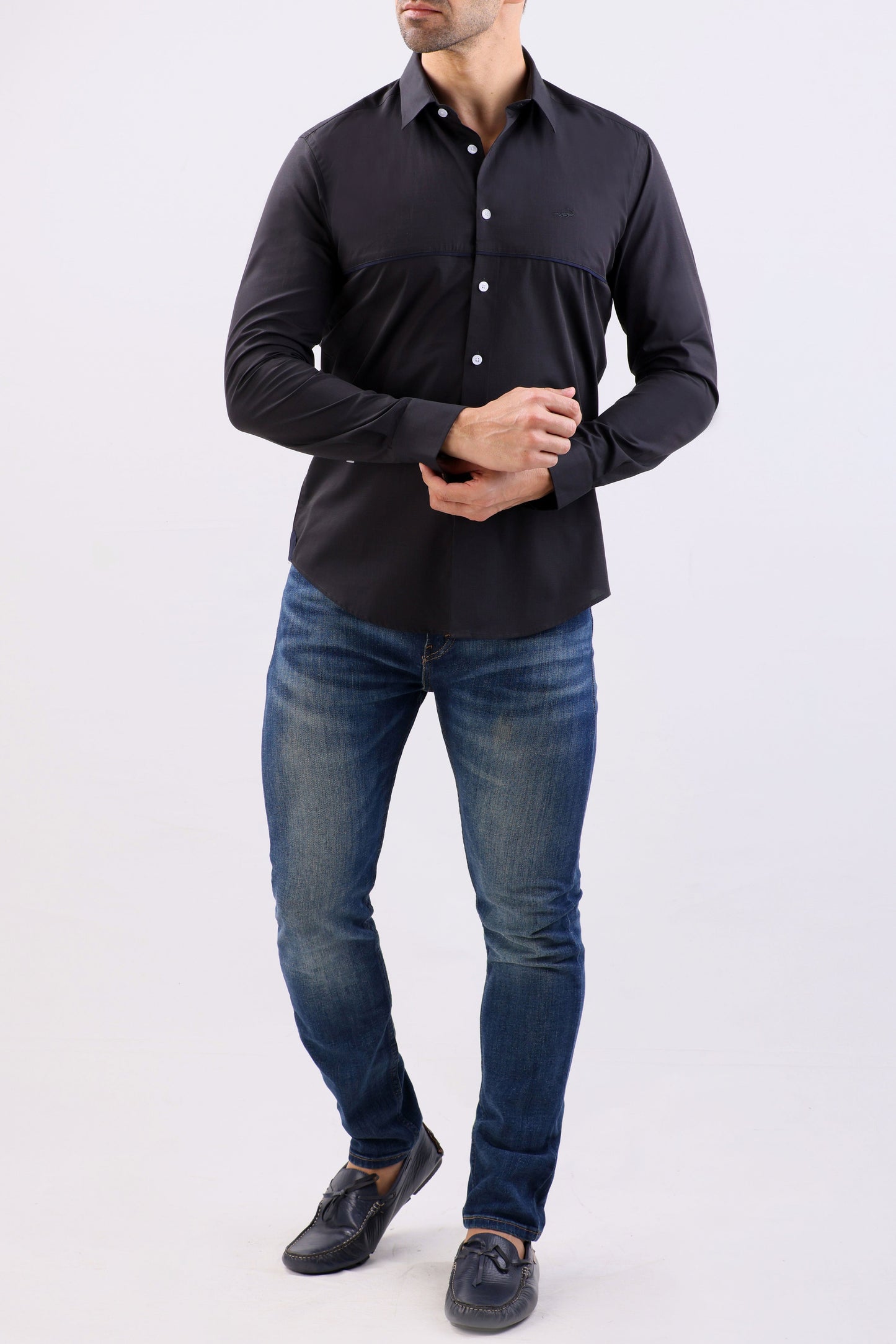 Crocodile Semi Casual Slim Fit-Pirate Black