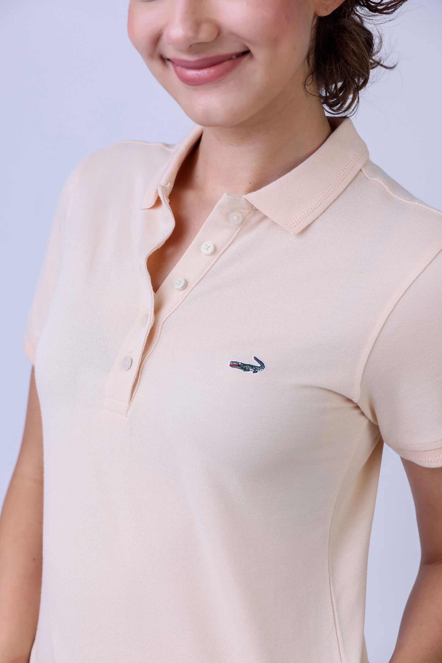 CROCODILE LADIES PIMA POLO HS-Brown Mellow Buff
