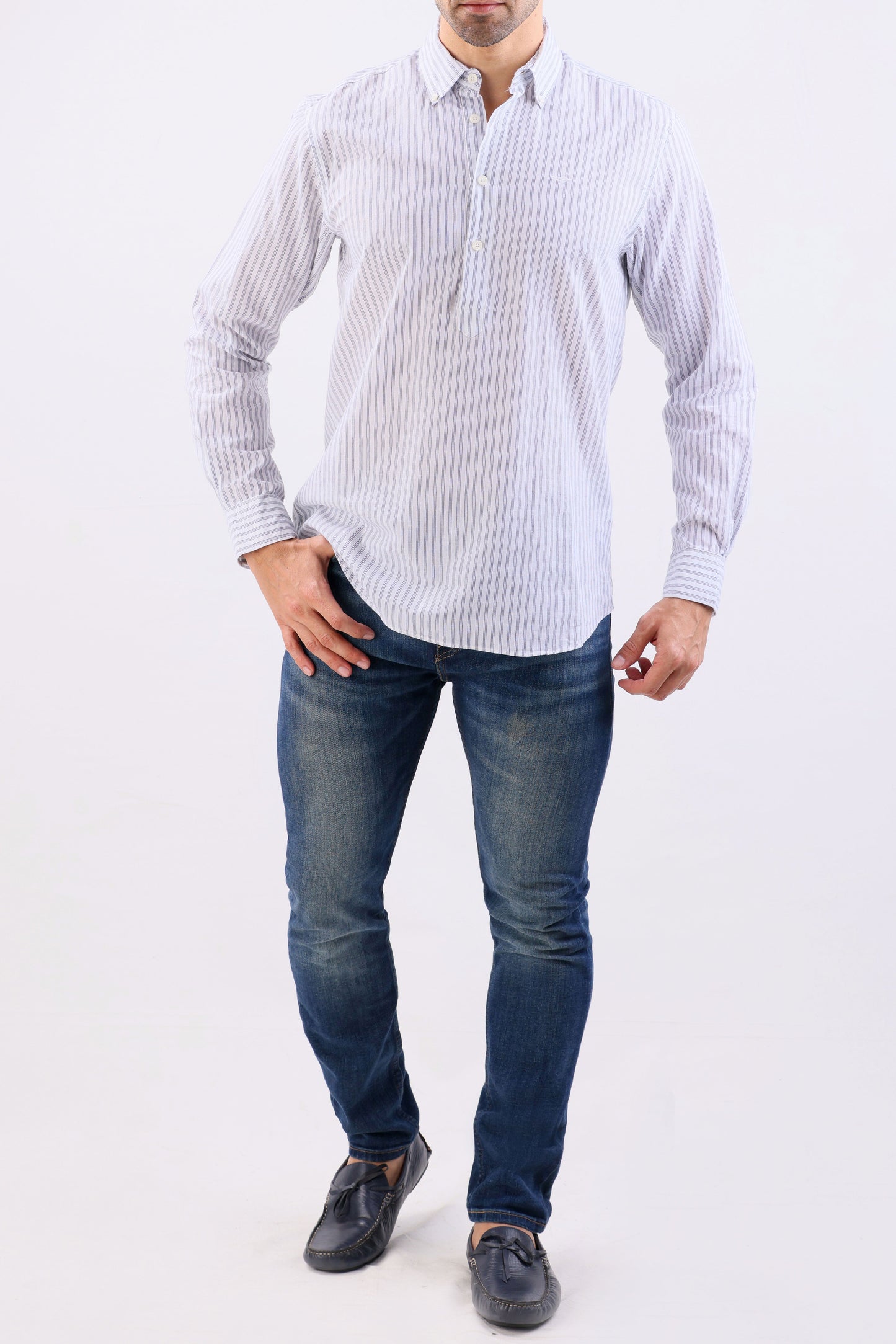 Crocodile Semi Casual Stripe Regular Fit-Insignia Blue