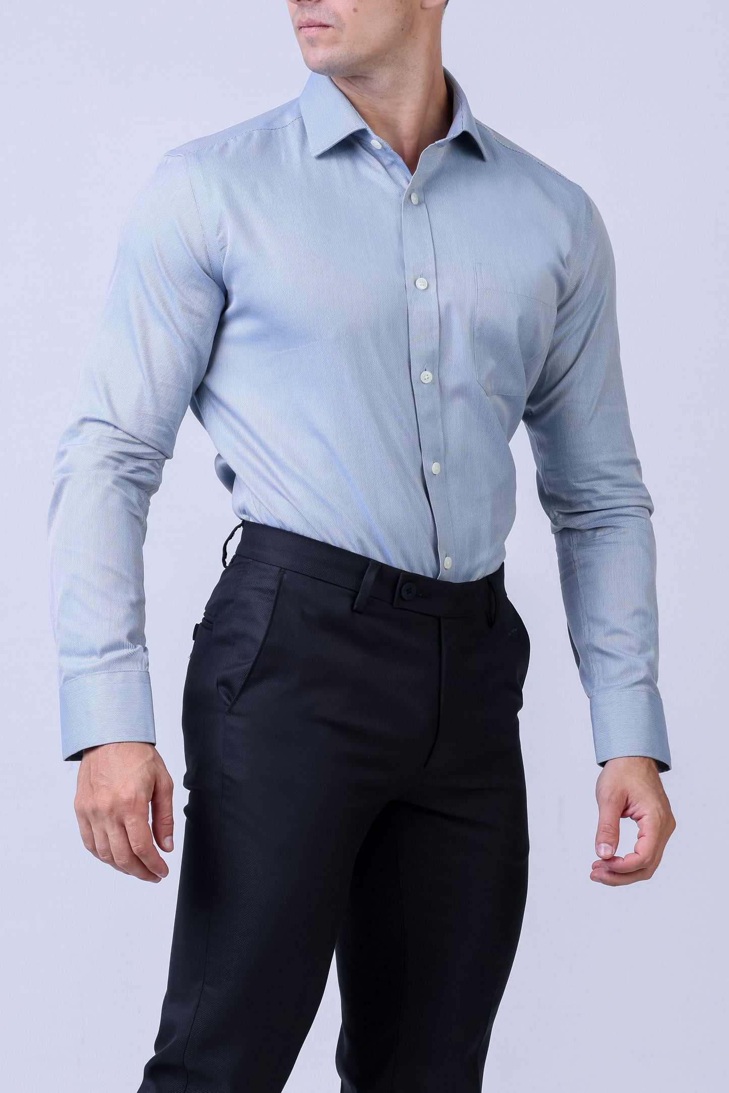 CROCODILE MEN SUPERIOR FORMAL SHIRT SLIM FIT FS-Blue Faience