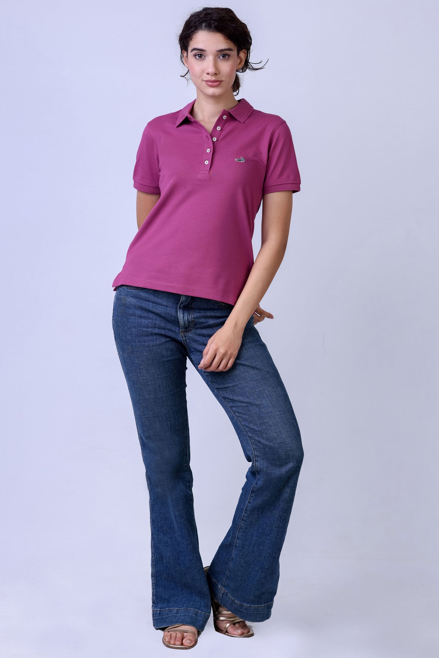 CROCODILE LADIES PIMA POLO HS-Purple Boysenberry