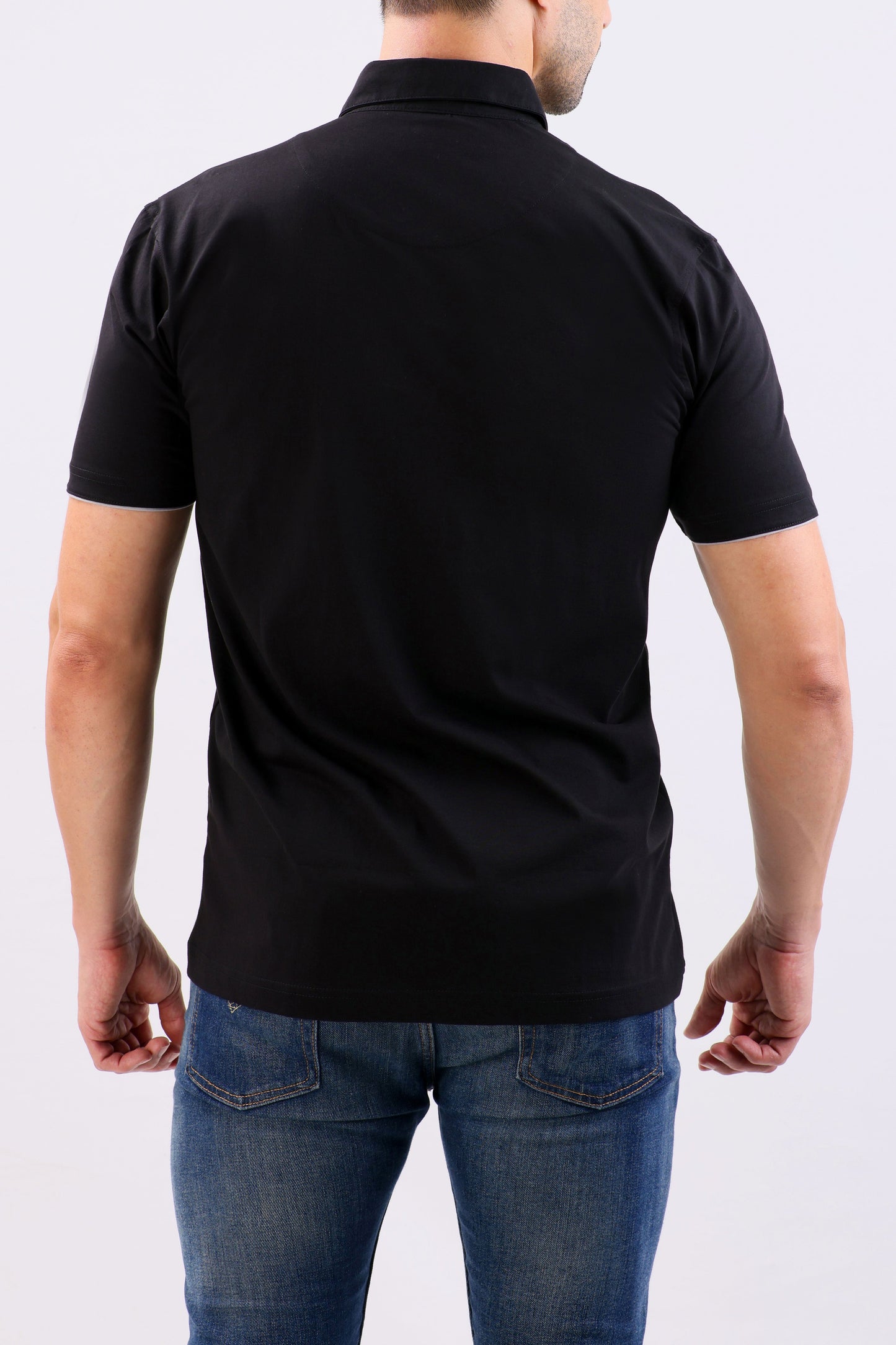 Crocodile Single Jersey Slim Fit Polo-Black