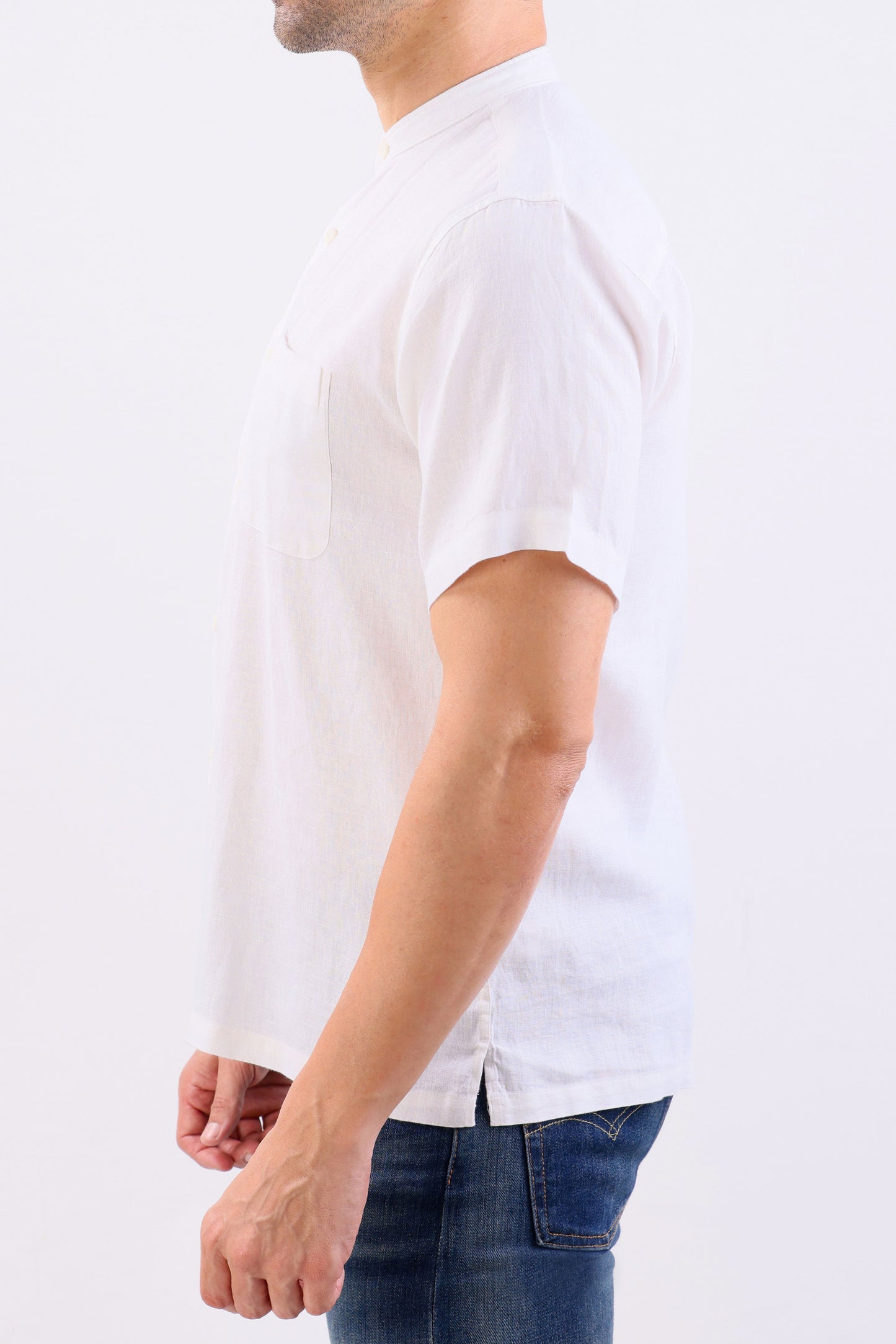 Crocodile Leisure Fit Linen Shirt-Off White