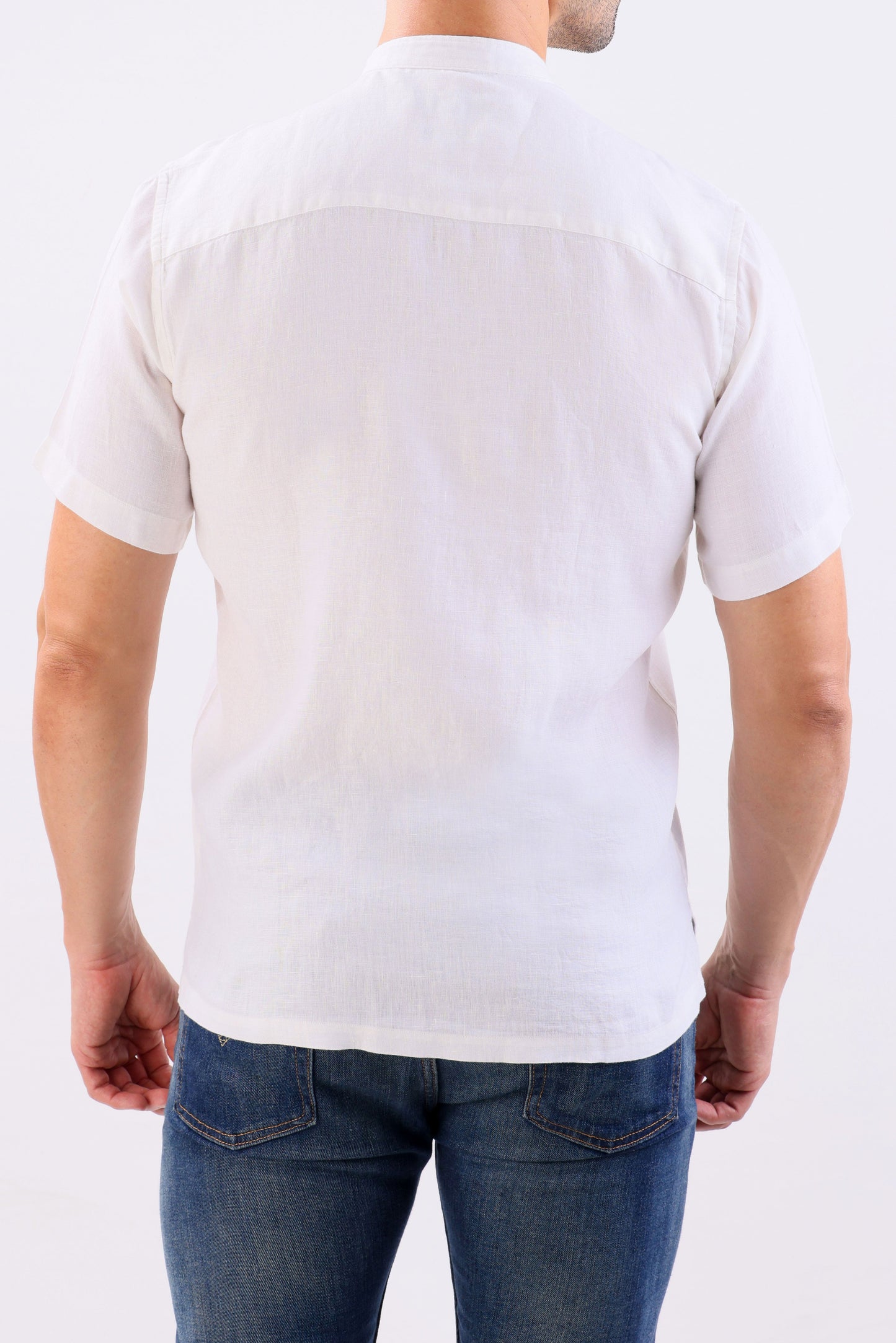 Crocodile Leisure Fit Linen Shirt-Off White
