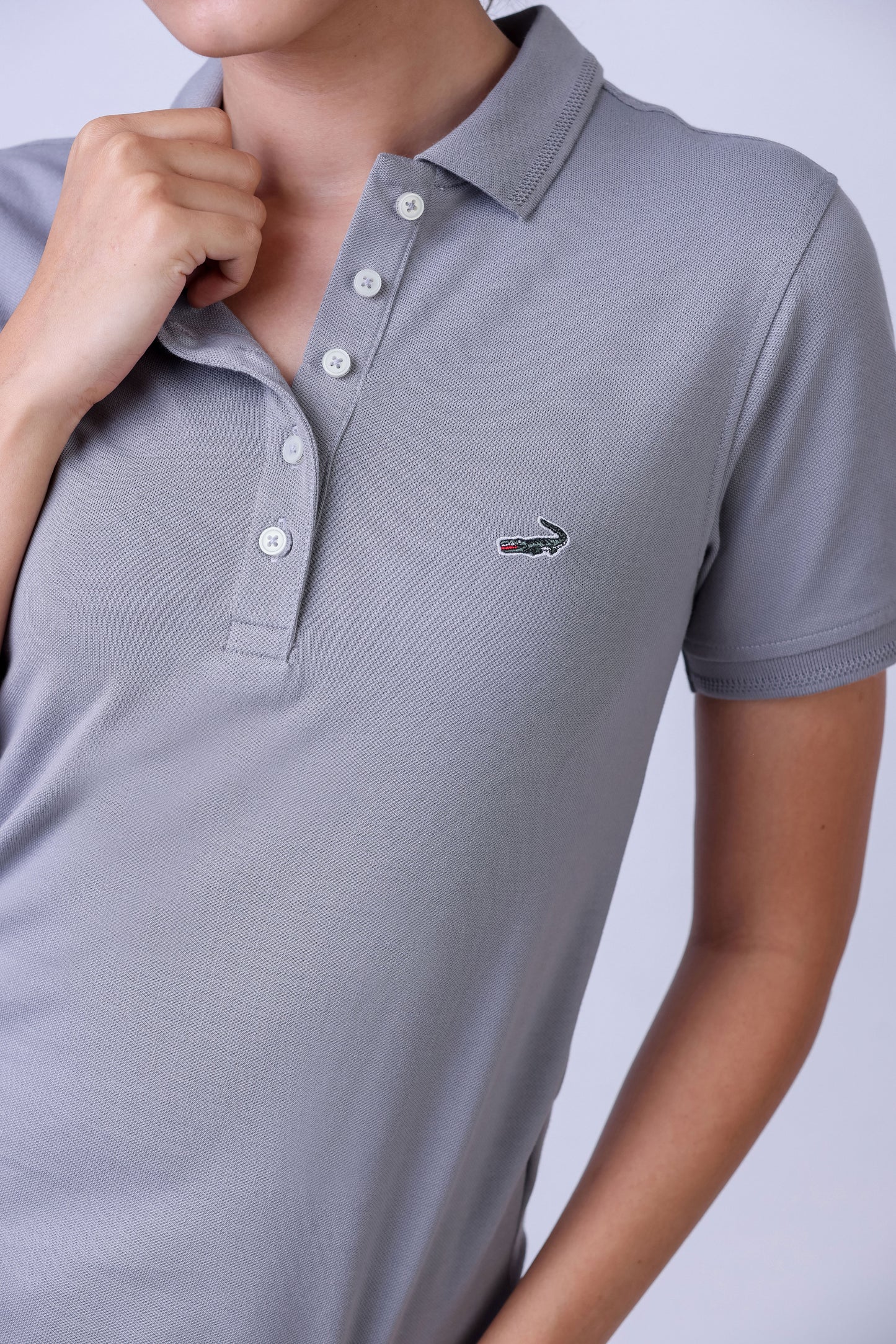 CROCODILE LADIES PIMA POLO HS-Castor Gray