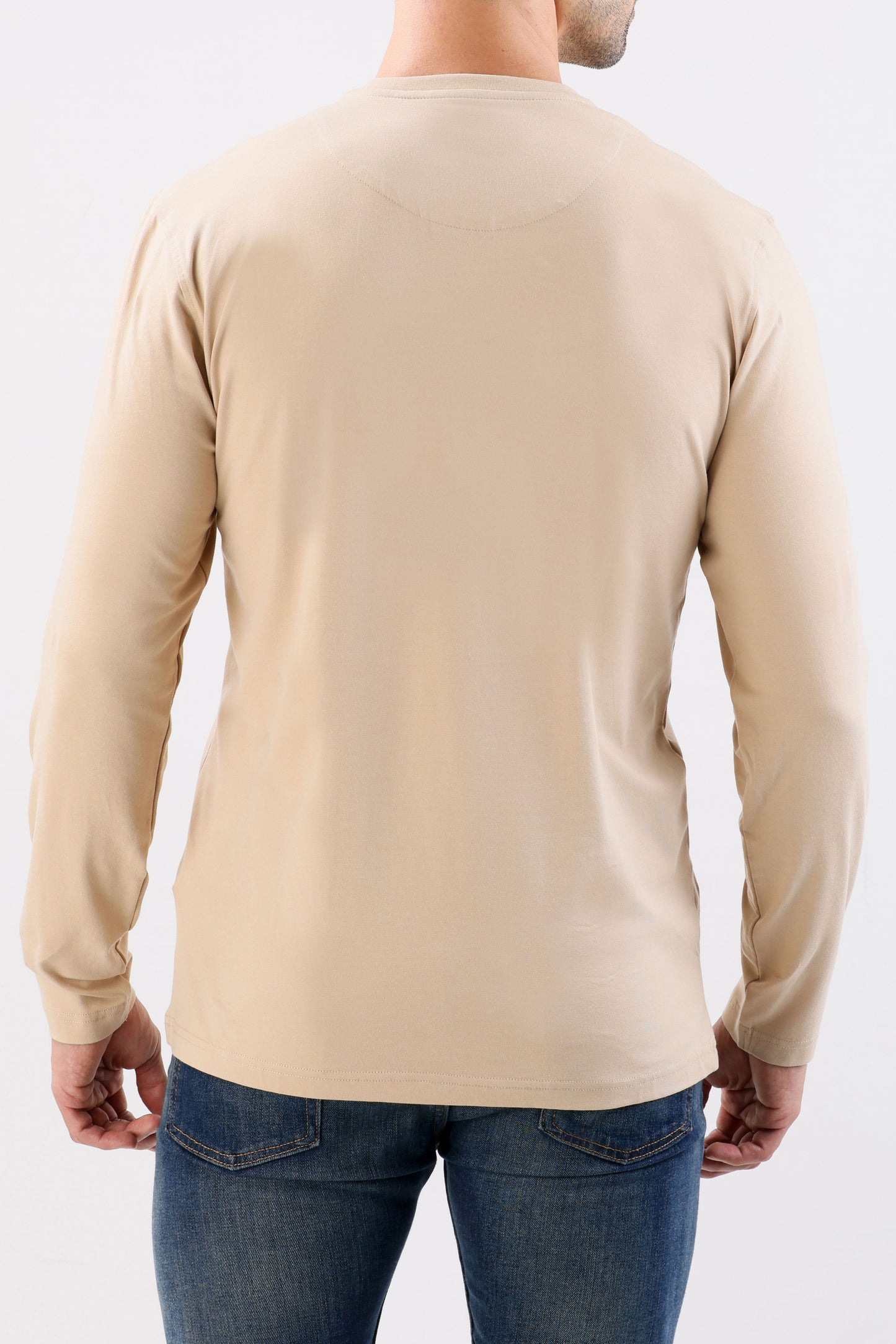 Crocodile Crew Neck Single Jersey Slim Fit-Beige