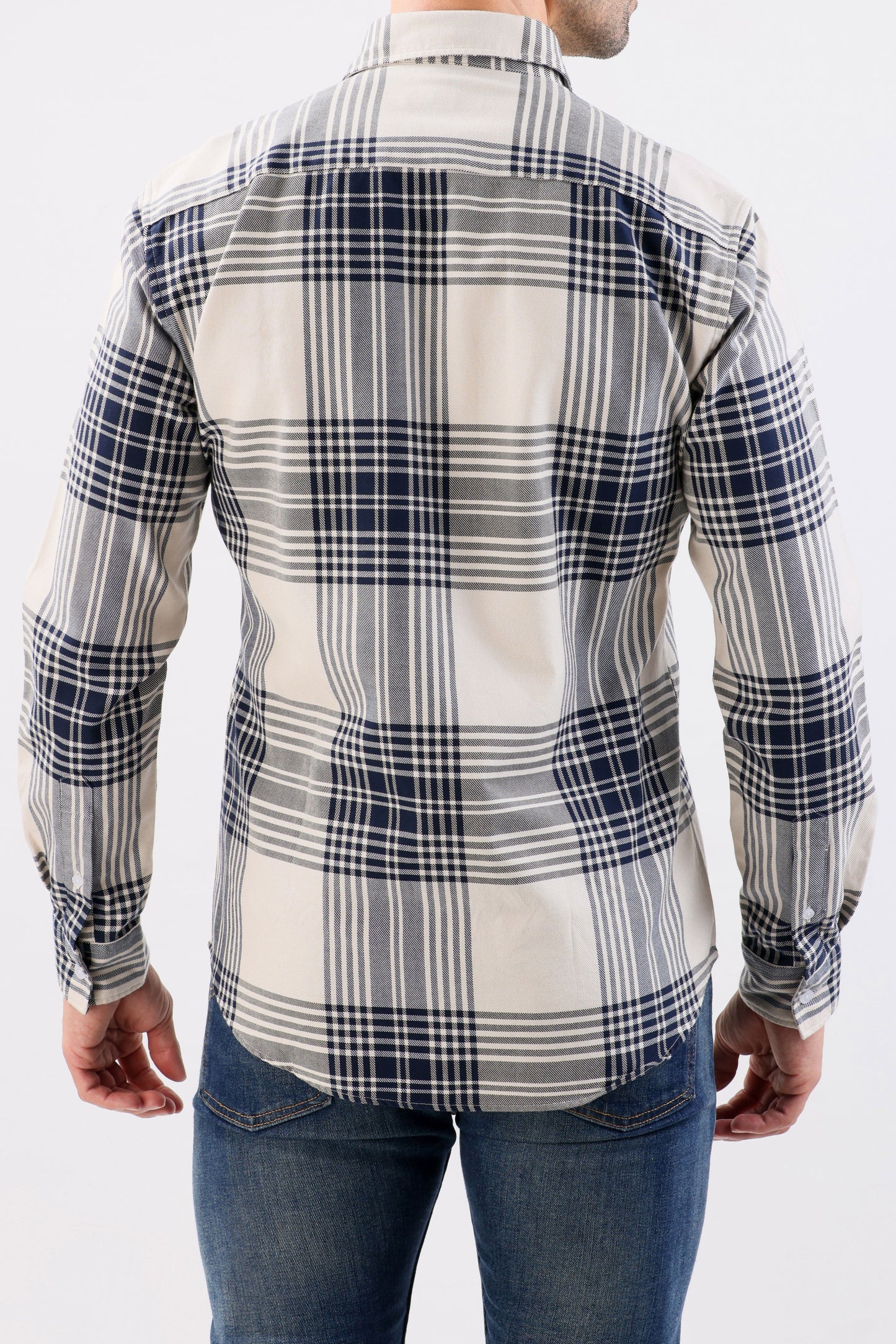 Crocodile Semi Casual Checks Slim Fit-Creme Brulee