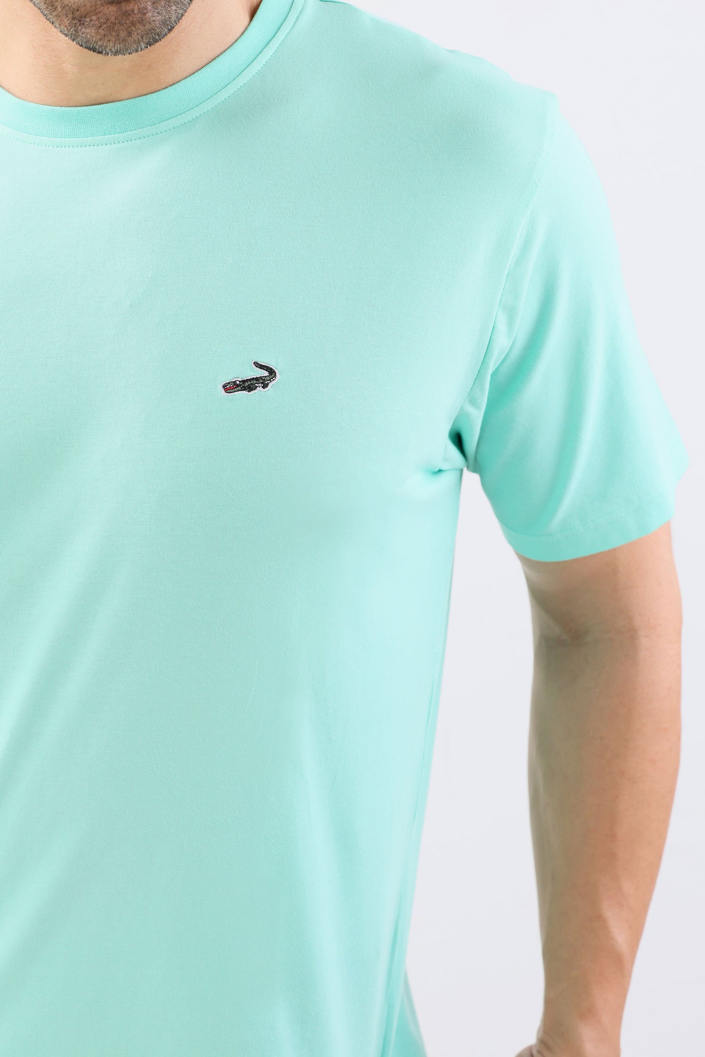Crocodile Crew Neck Single Jersey Regular Fit-Biscay Green