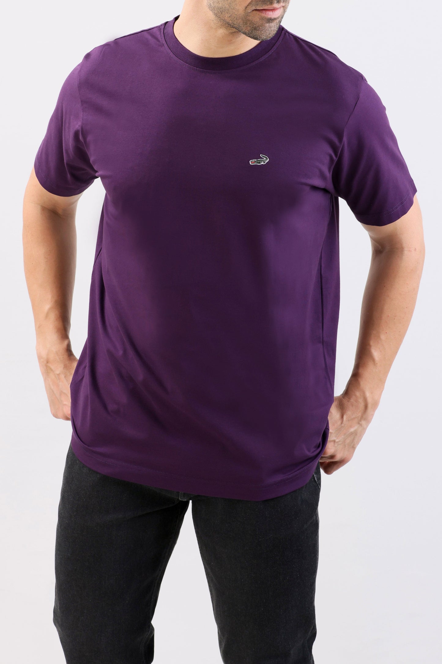 Crocodile Crew Neck Single Jersey Regular Fit-Sparkling Grape