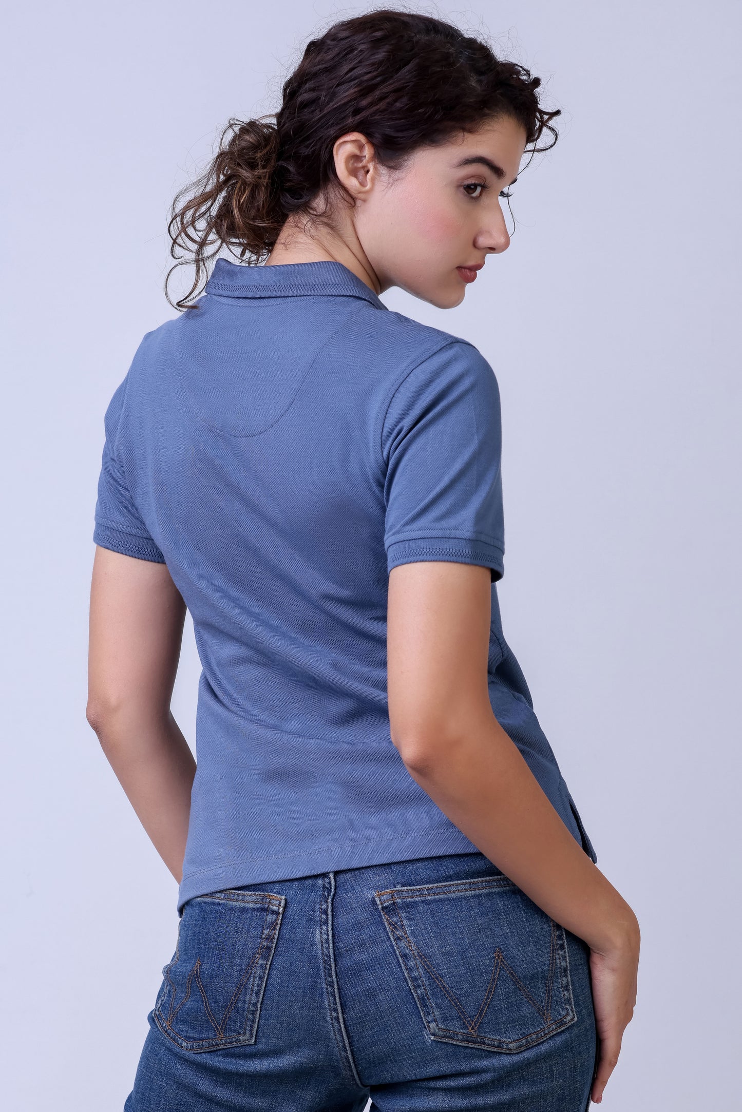 CROCODILE LADIES PIMA POLO HS-Blue China