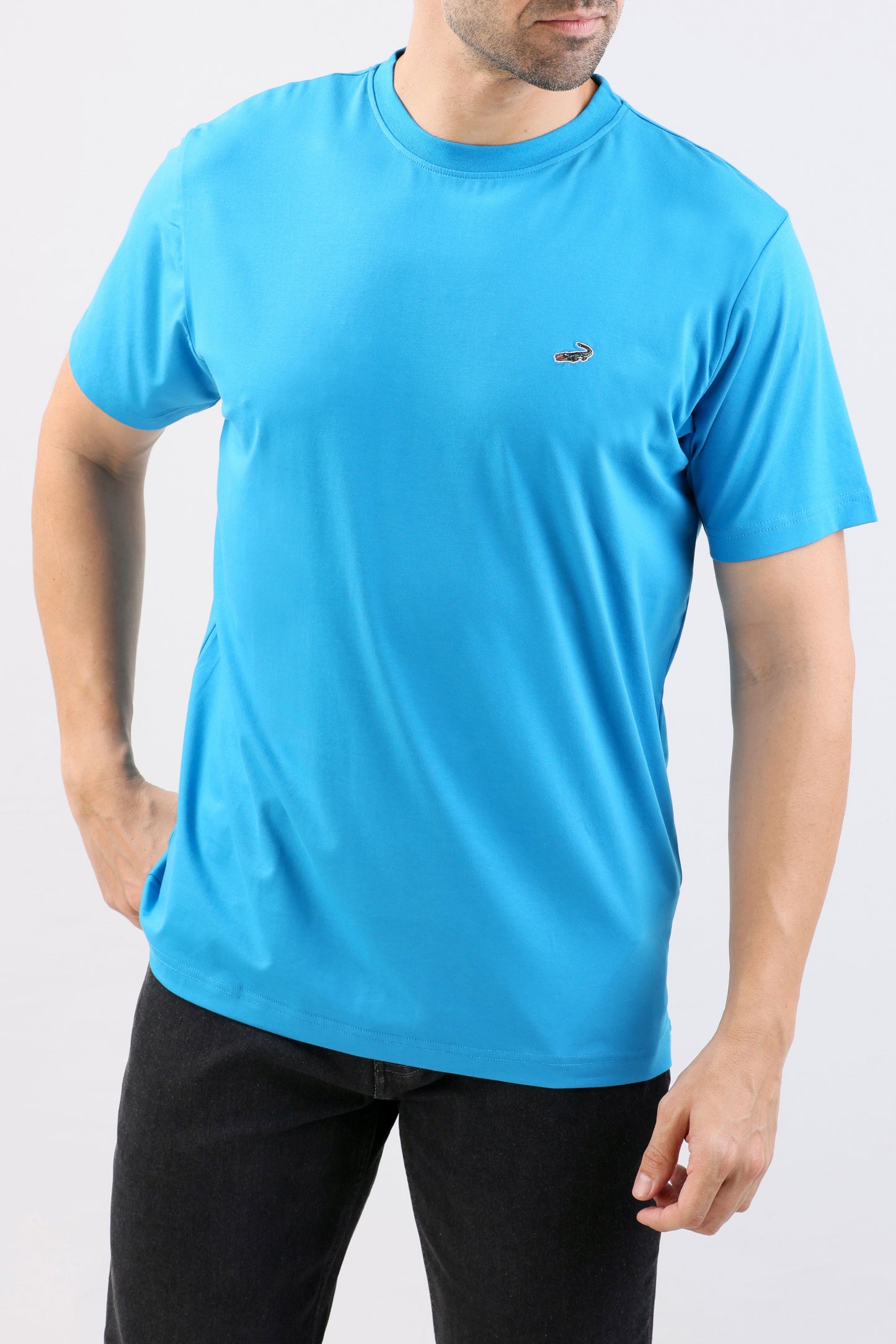 Crocodile Crew Neck Single Jersey Regular Fit-Methly Blue