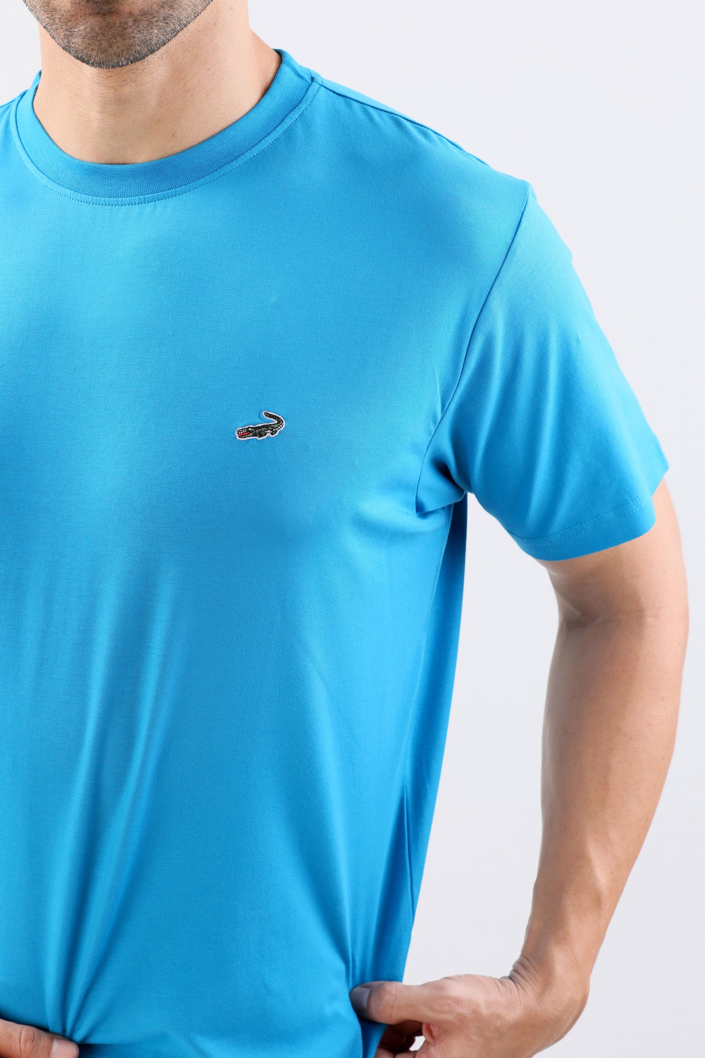 Crocodile Crew Neck Single Jersey Regular Fit-Methly Blue