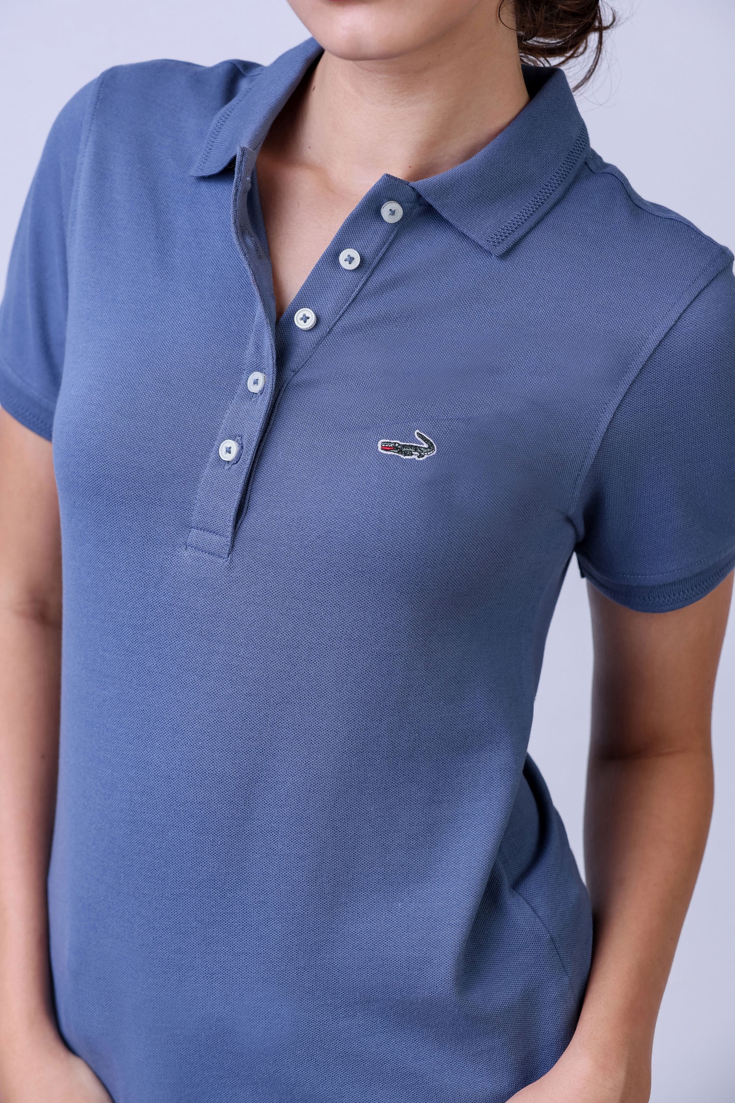 CROCODILE LADIES PIMA POLO HS-Blue China
