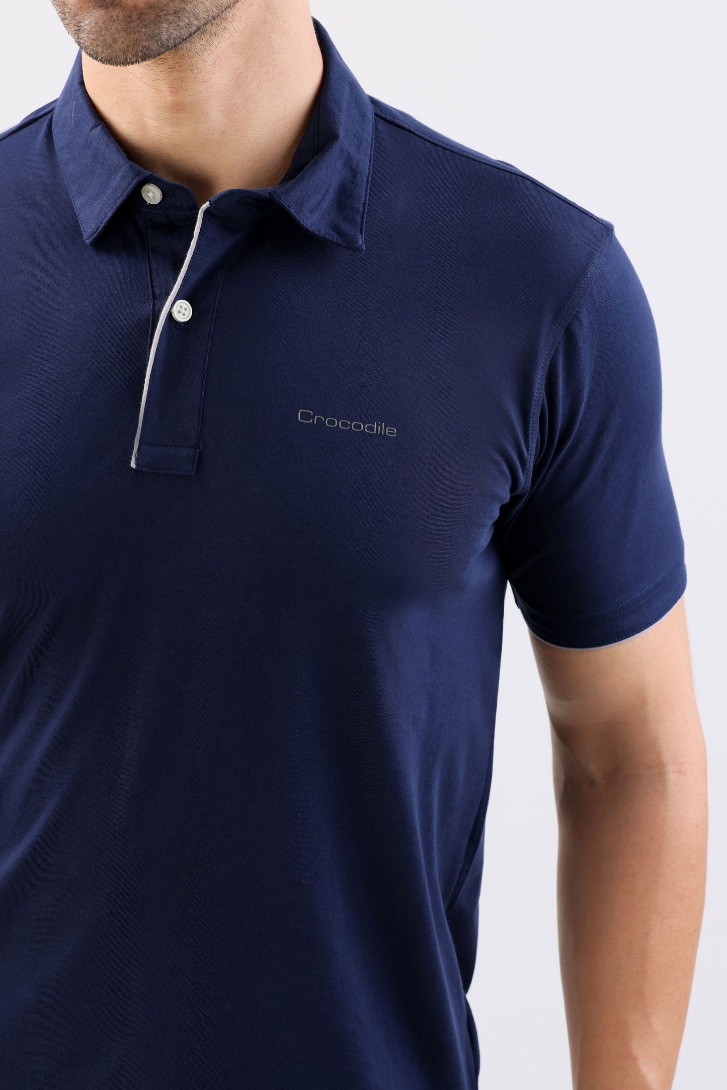 Crocodile Single Jersey Slim Fit Polo-Blue Depths