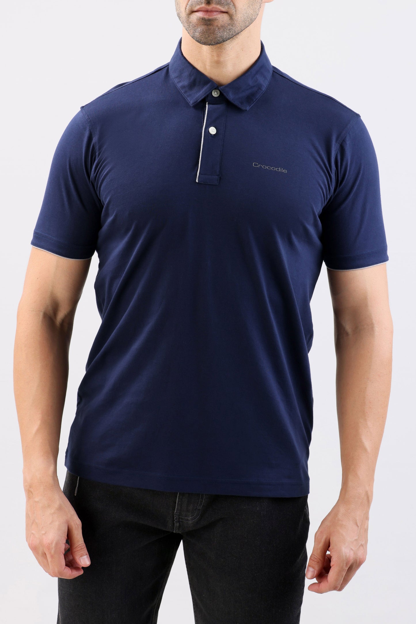 Crocodile Single Jersey Slim Fit Polo-Blue Depths