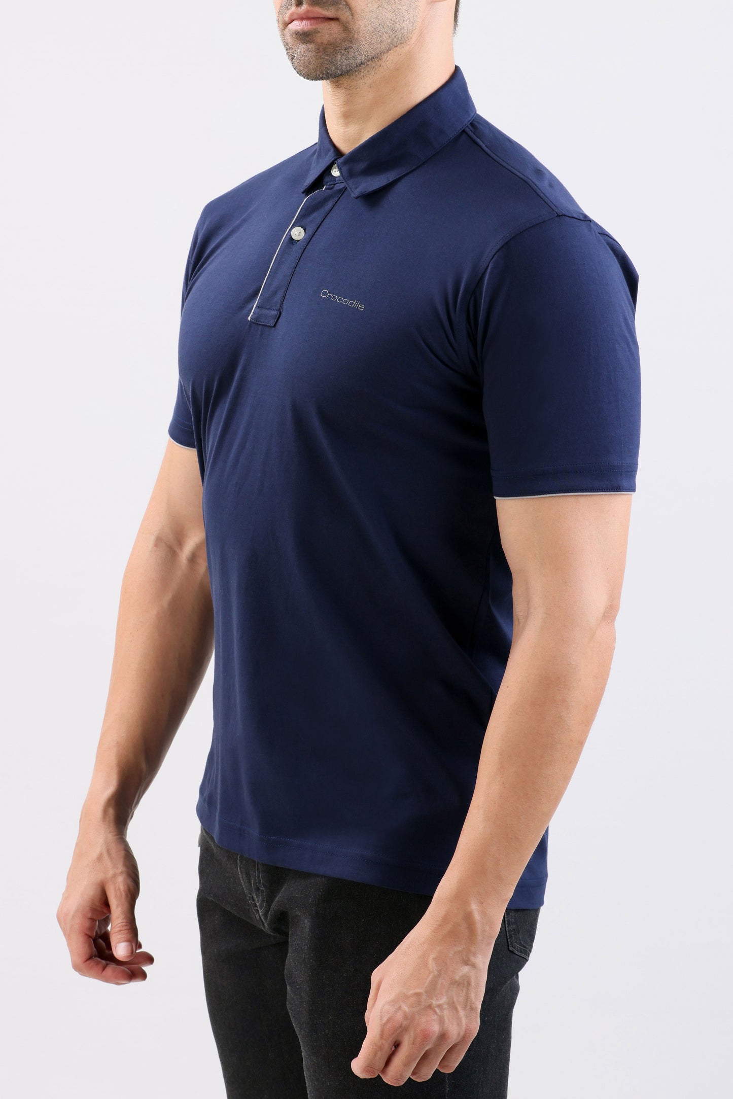 Crocodile Single Jersey Slim Fit Polo-Blue Depths