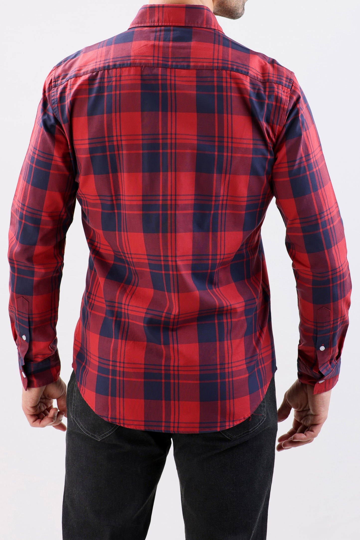 Crocodile Semi Casual Checks Slim Fit-True Red