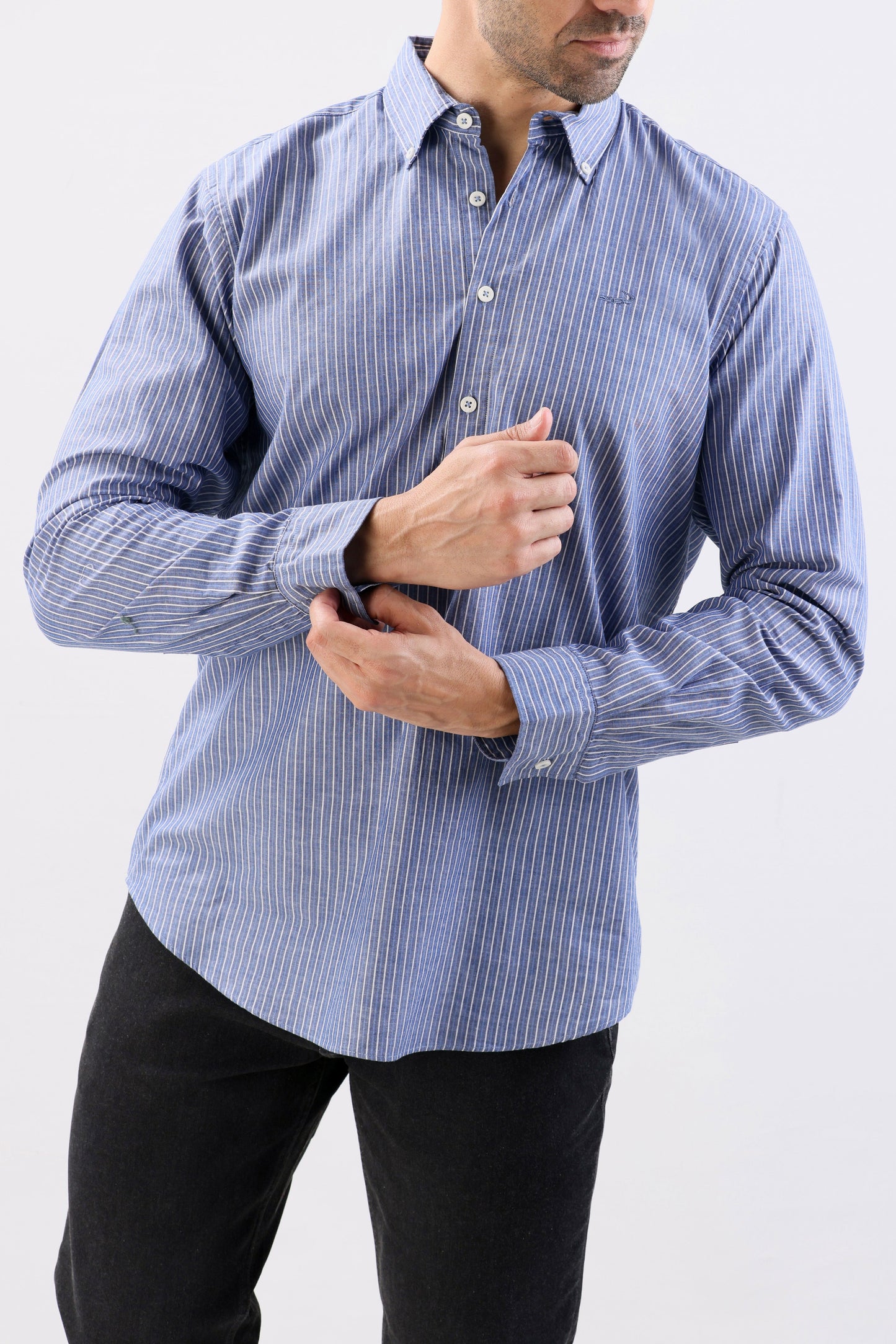 Crocodile Semi Casual Stripe Regular Fit-Navy