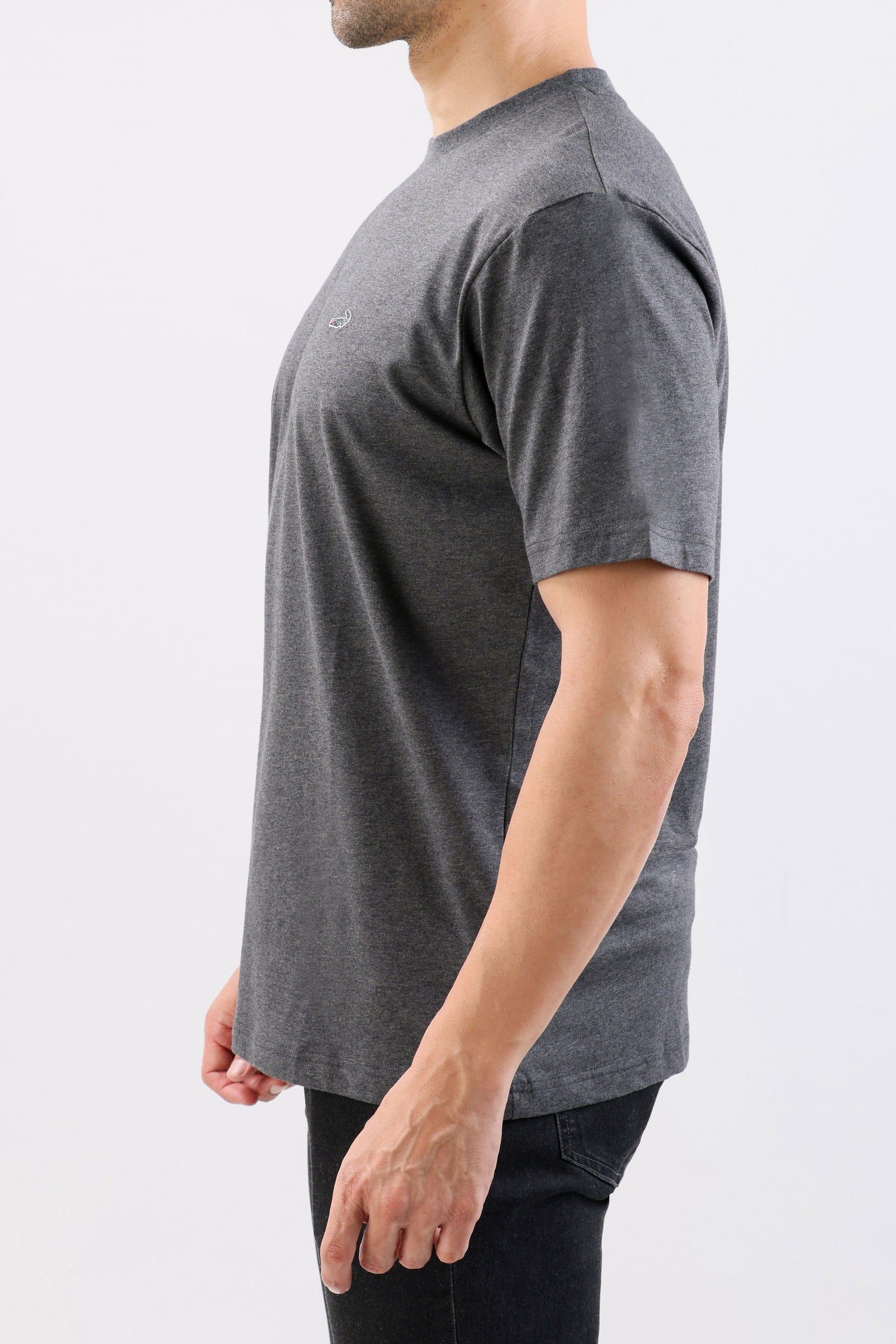 Crocodile Crew Neck Single Jersey Regular Fit-Charcoal