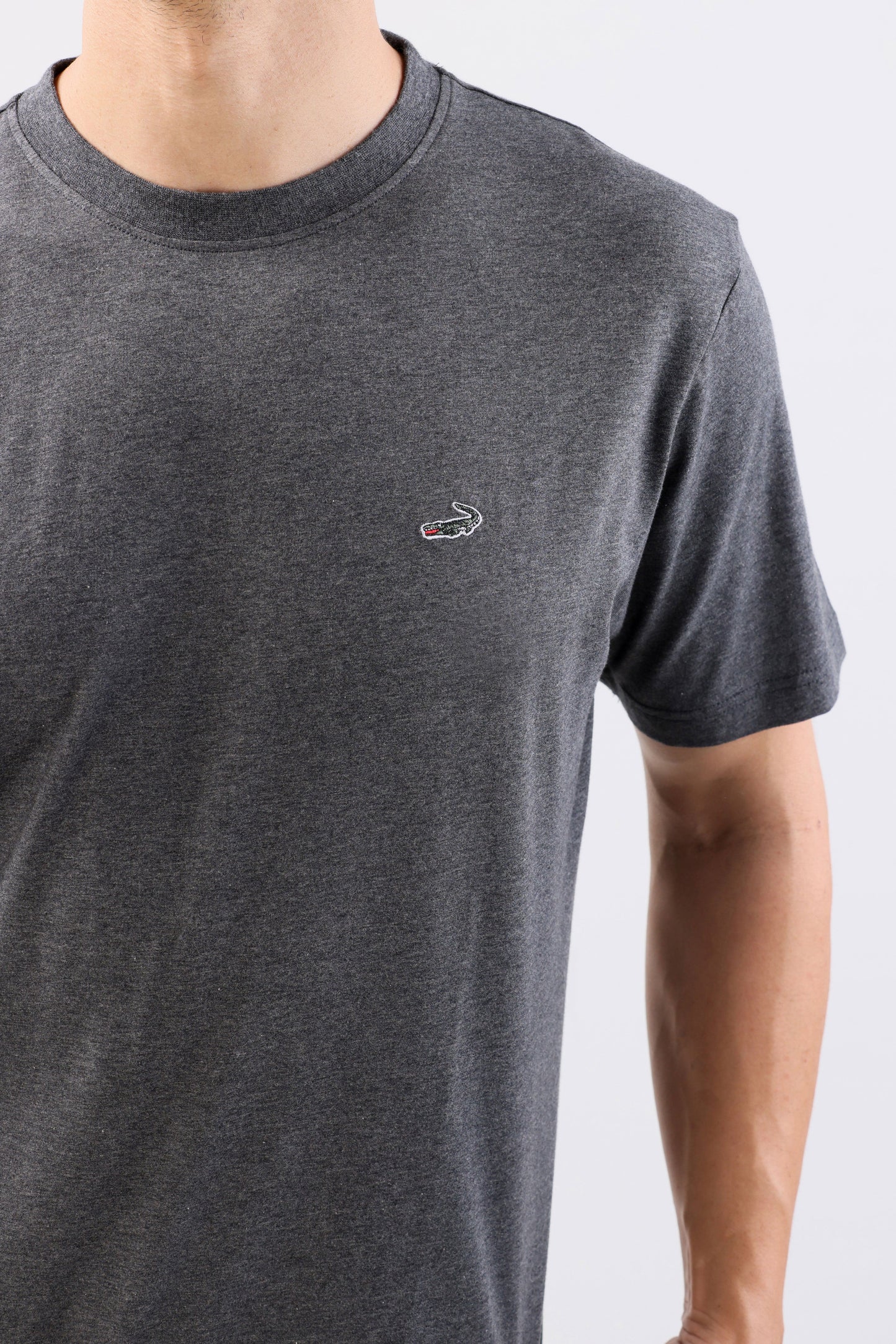 Crocodile Crew Neck Single Jersey Regular Fit-Charcoal