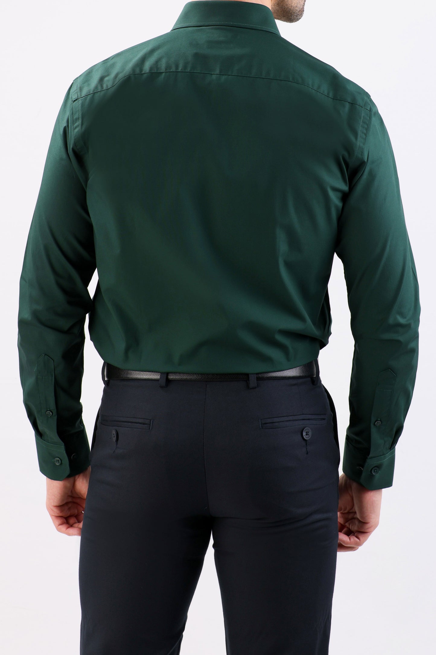 Crocodile Plain Slim Fit Evening Shirt-Green Storm