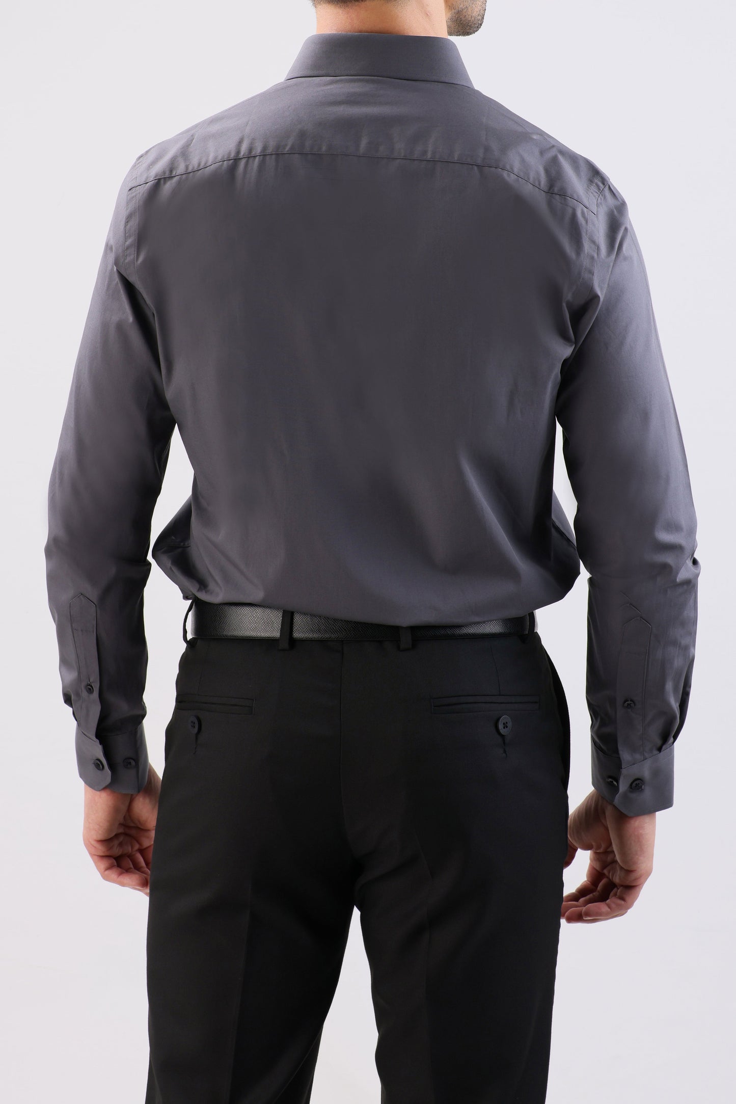 Crocodile Plain Slim Fit Evening Shirt-Charcoal