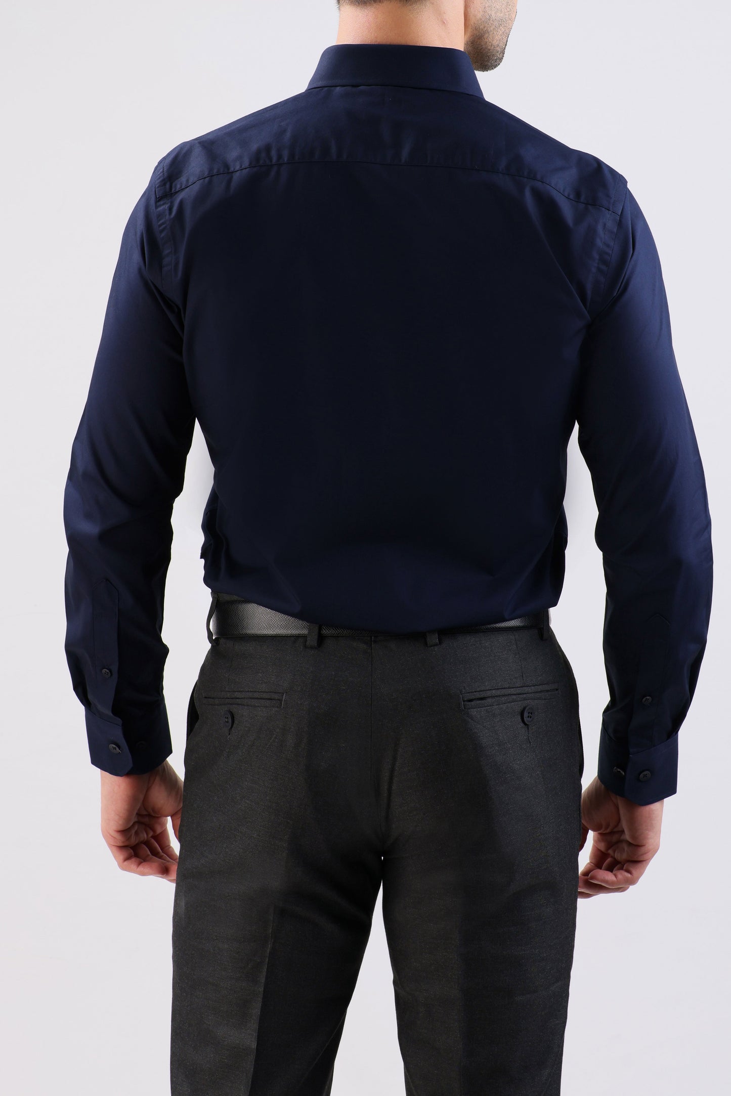 Crocodile Plain Slim Fit Evening Shirt-Dark Denim
