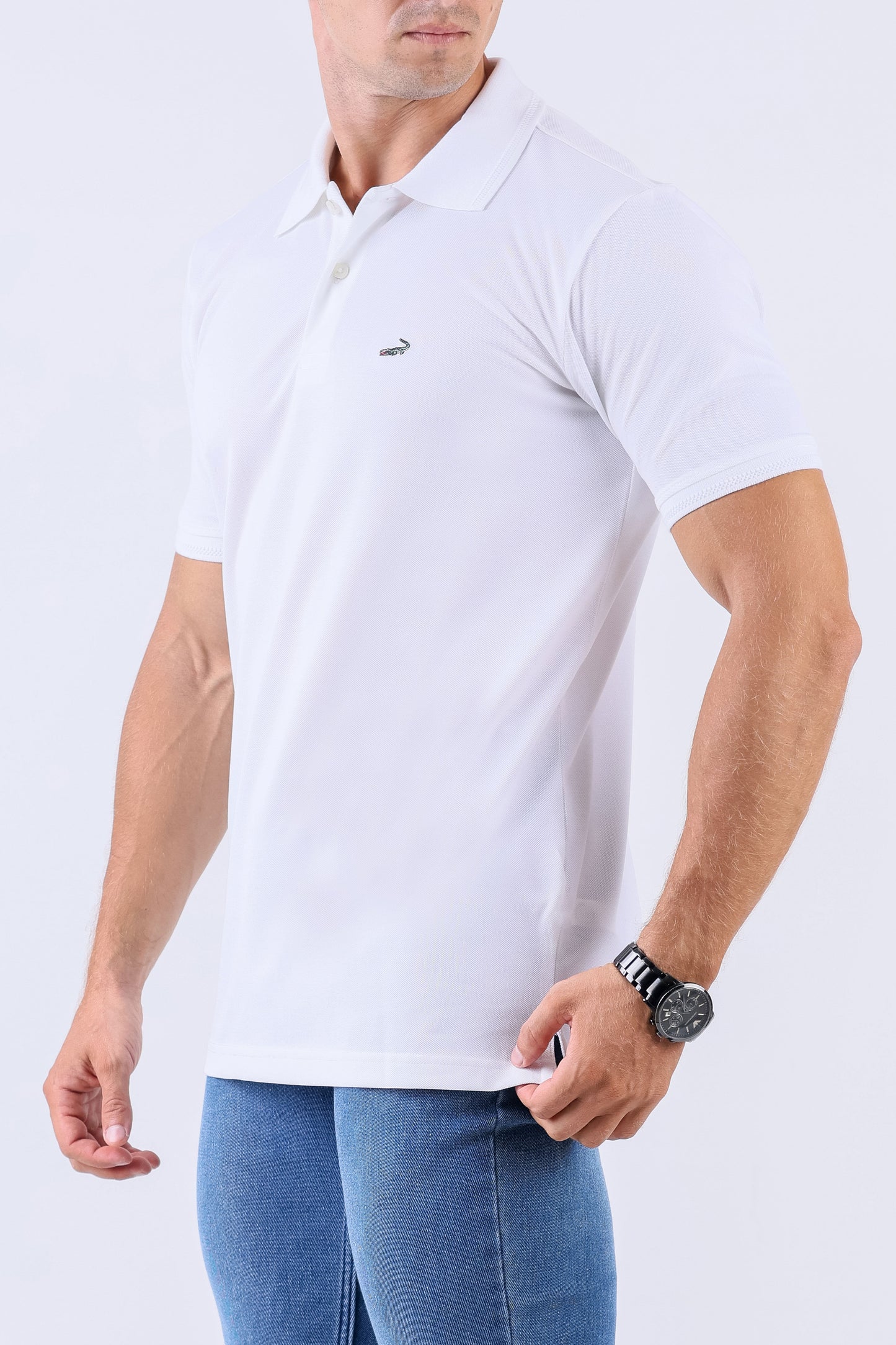 Crocodile Supima Polo Pique Solid Regular Fit - White