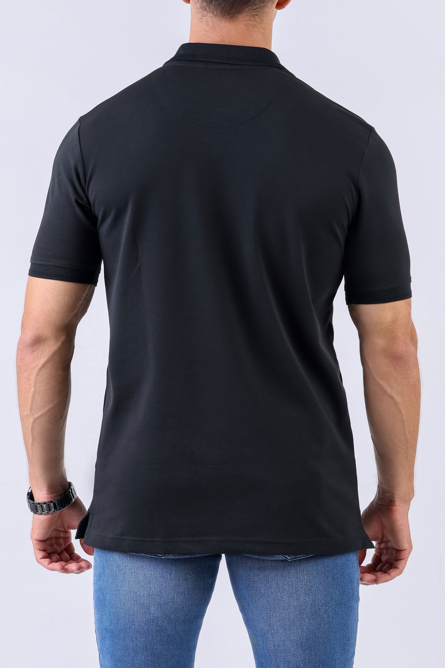 Crocodile Supima Polo Pique Solid Regular Fit - Black