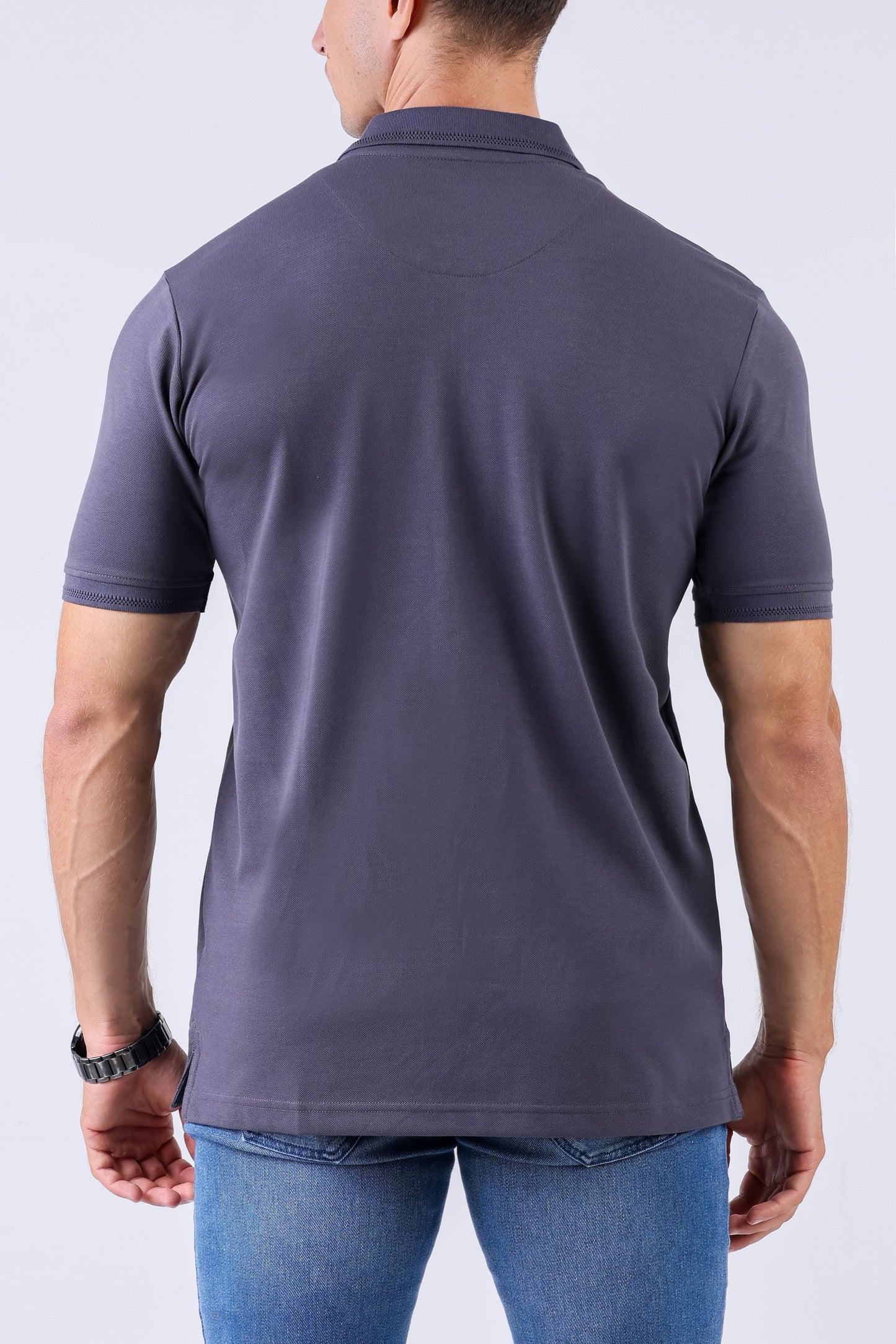 Crocodile Supima Polo Pique Solid Regular Fit - Charcoal