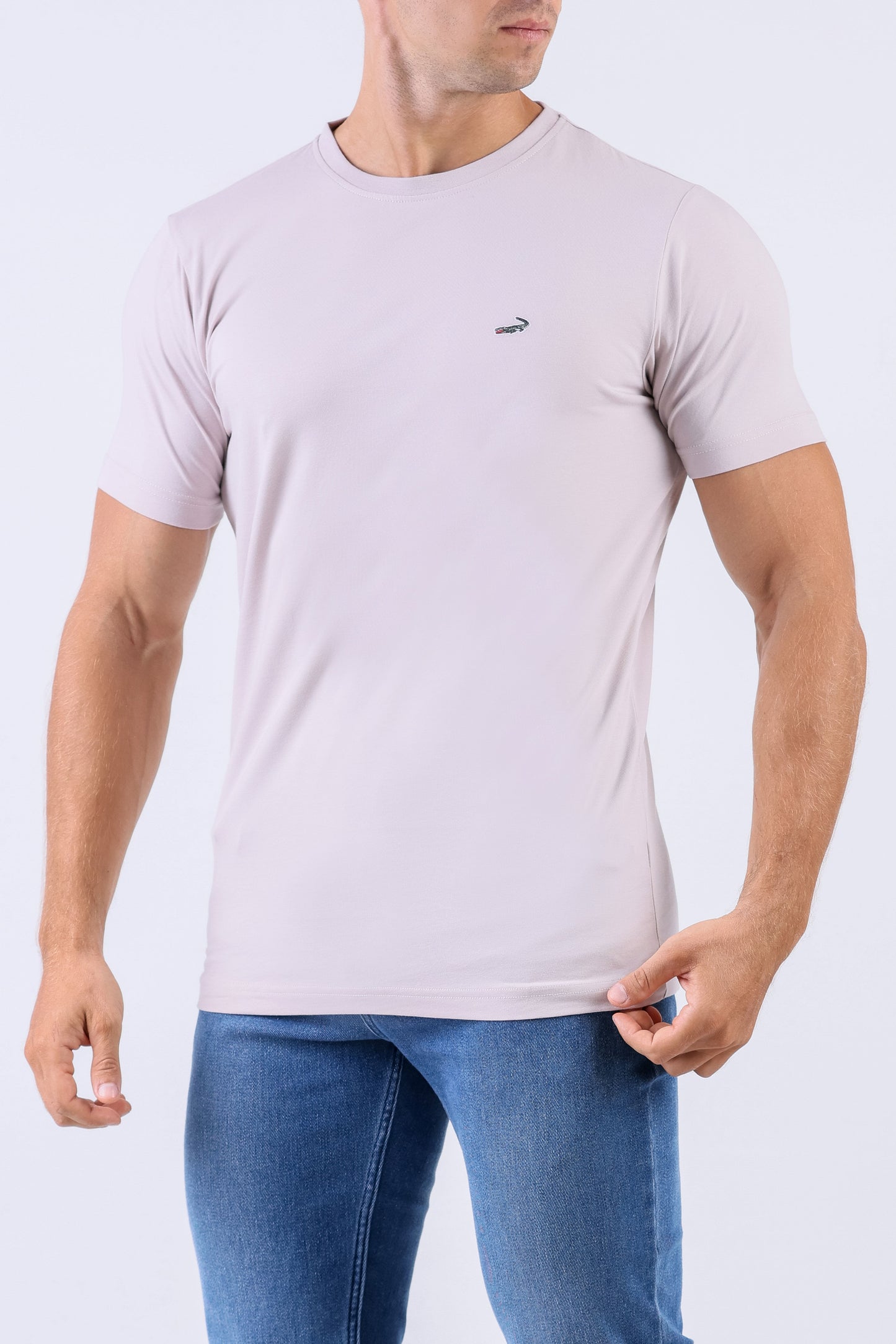 Crocodile Crew Neck Single Jersey Action Fit - Lavender Blue