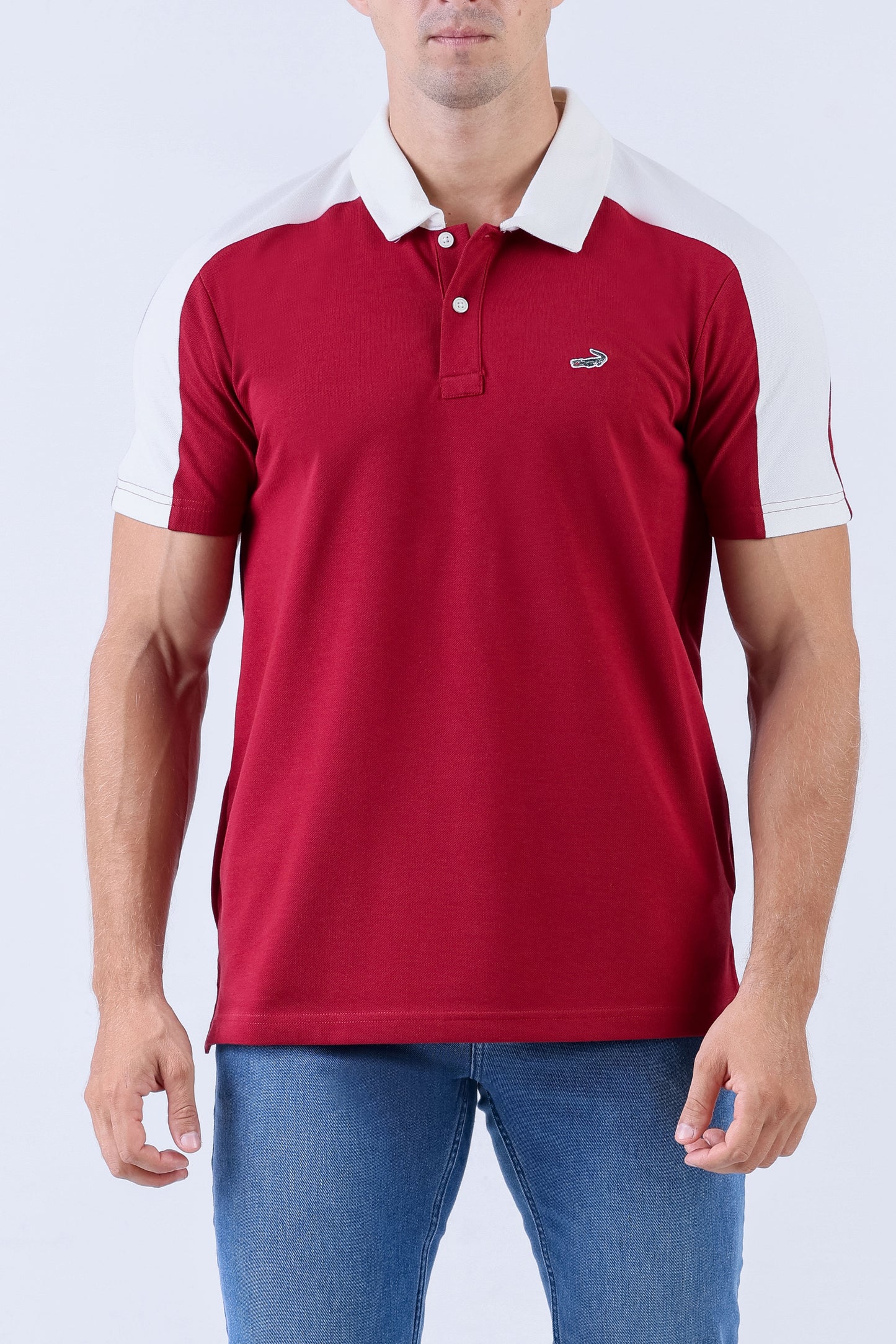 Crocodile Men Casual Polo Pique Solid Slim Fit - Biking Red