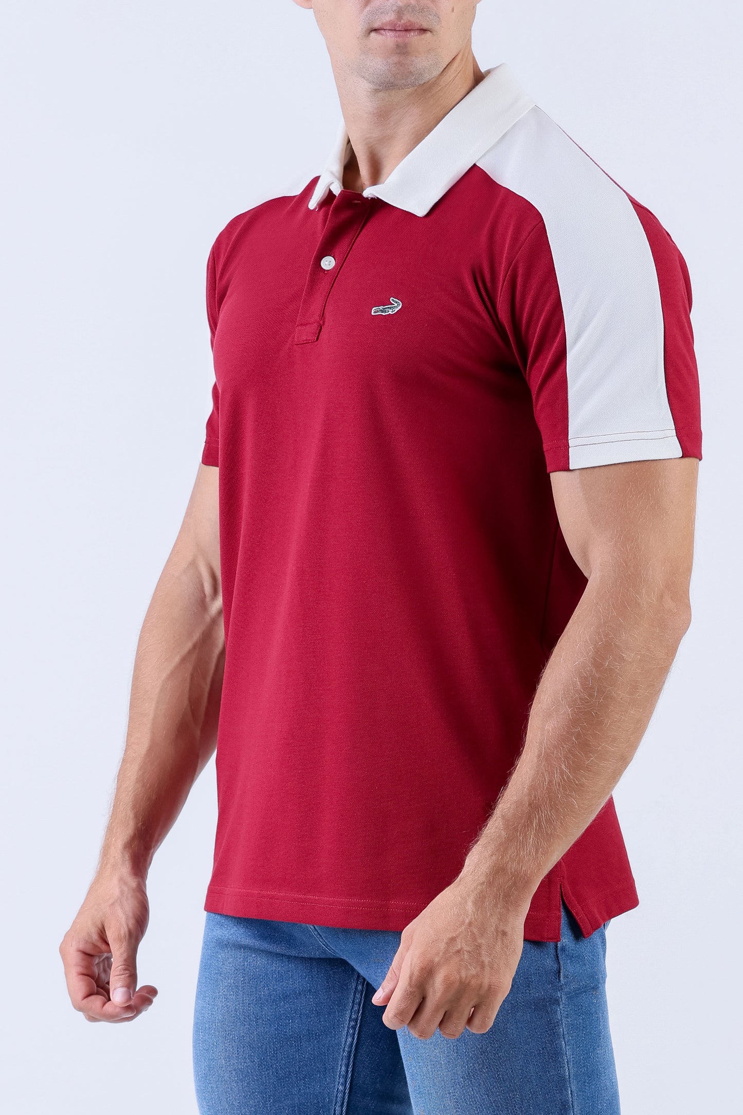 Crocodile Men Casual Polo Pique Solid Slim Fit - Biking Red