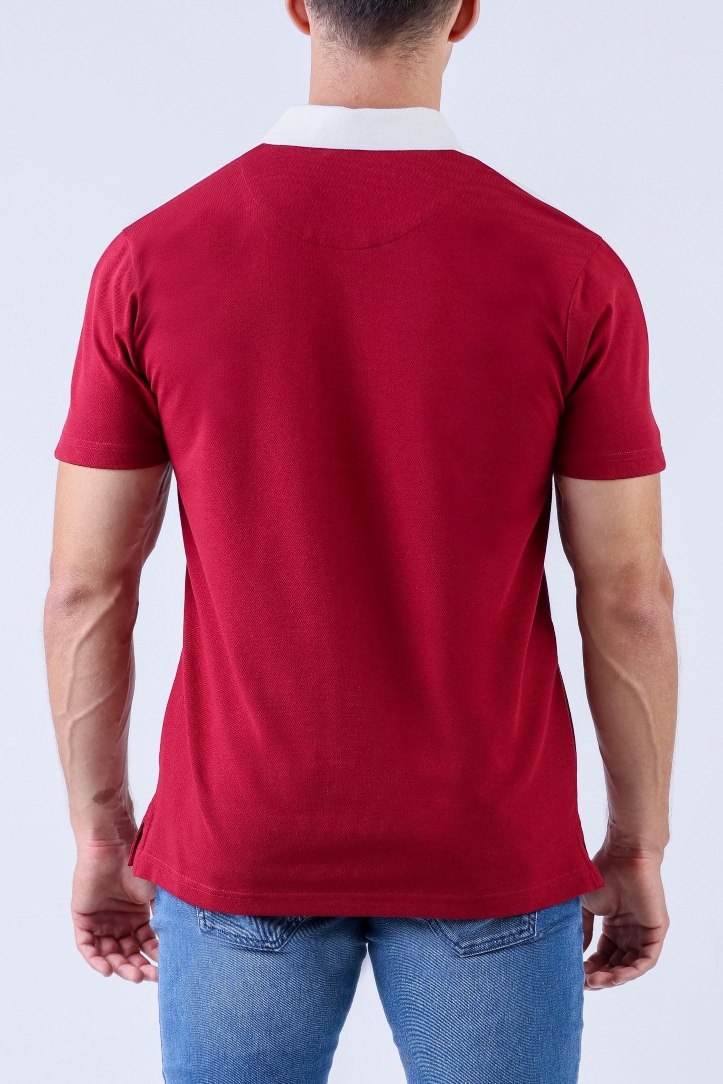 Crocodile Men Casual Polo Pique Solid Slim Fit - Biking Red