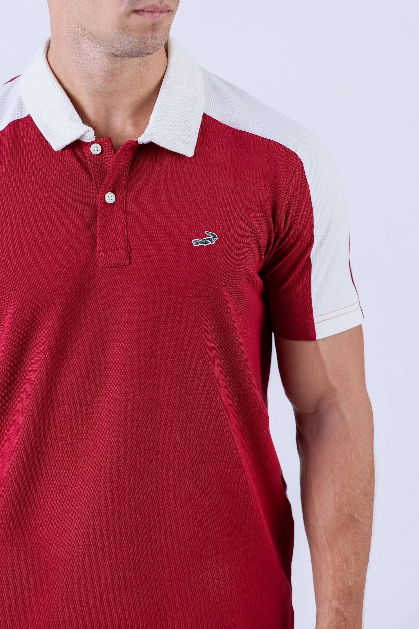 Crocodile Men Casual Polo Pique Solid Slim Fit - Biking Red
