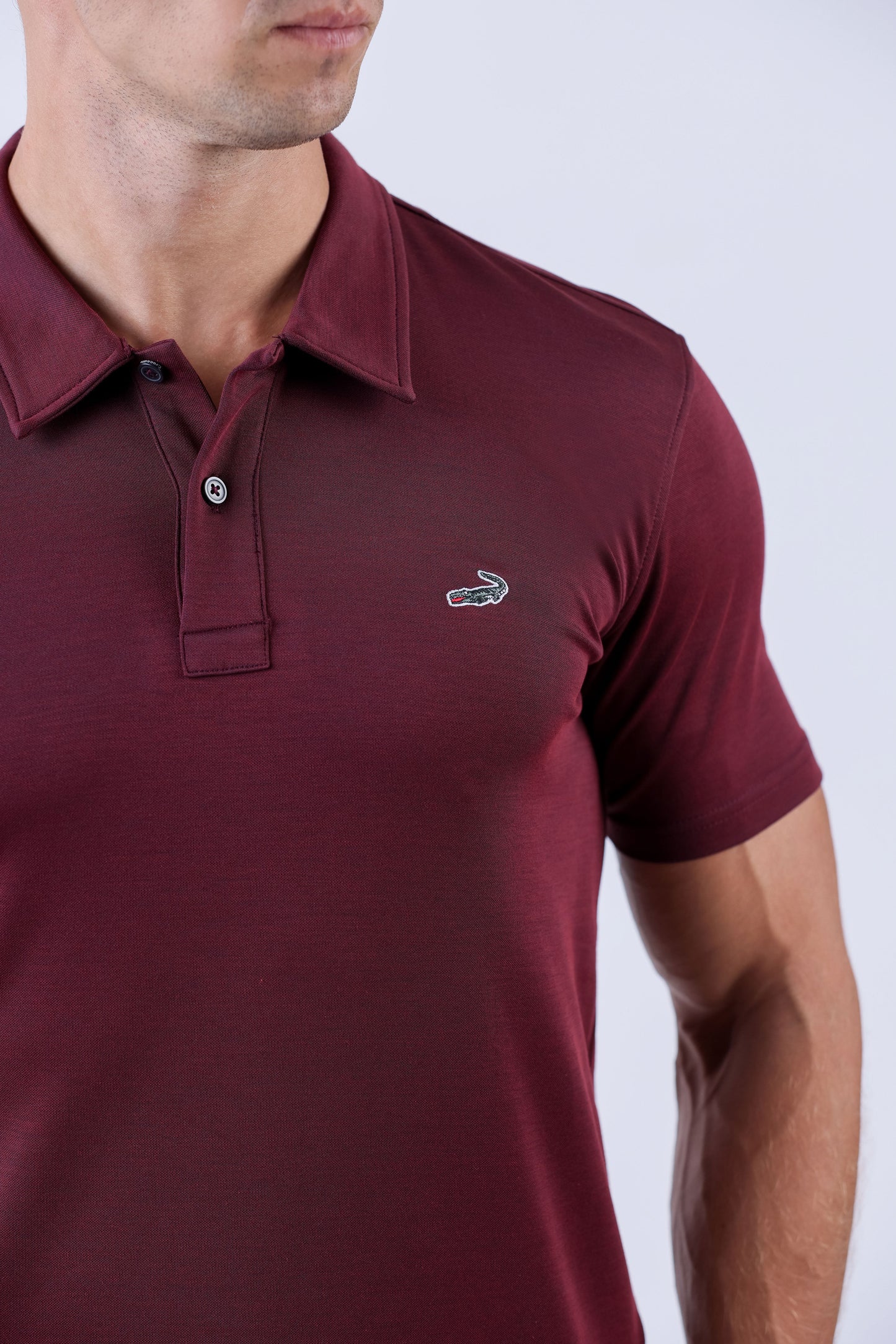Crocodile Elitech Plain Polo Slim Fit - Oxblood Red