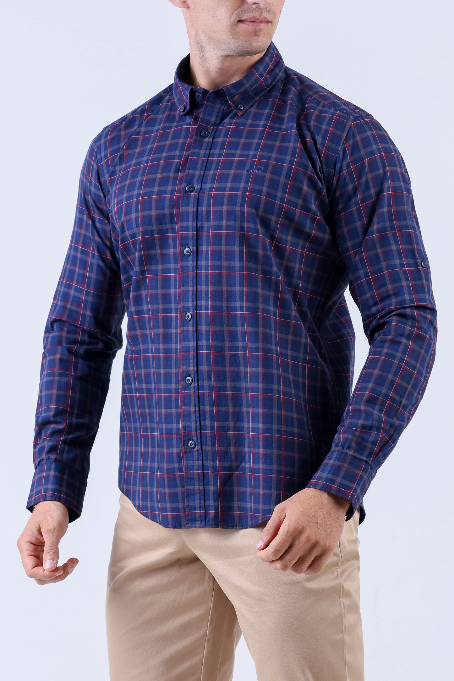 Crocodile Men Casual Checks Slim Fit Shirt - Astral Aura
