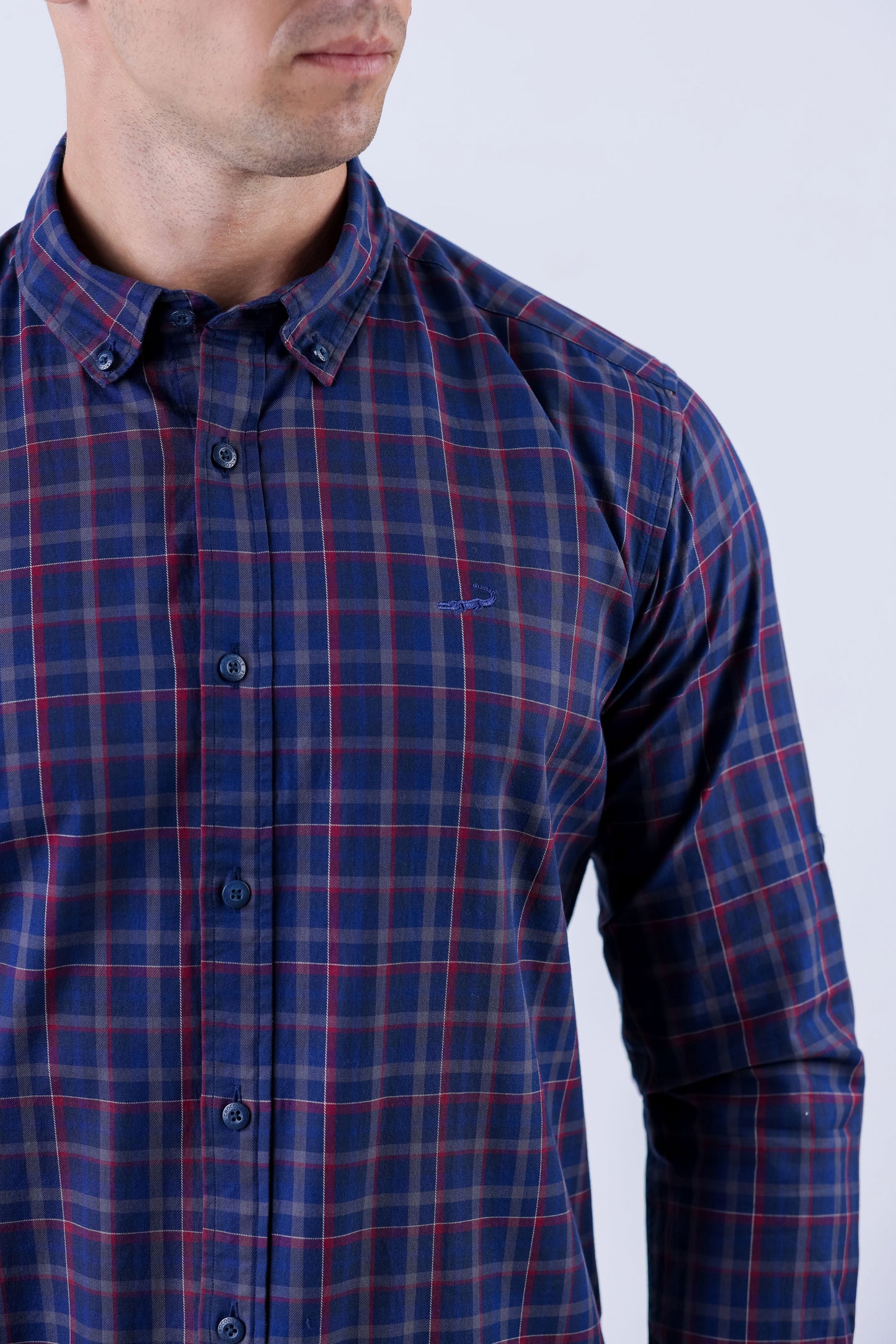 Crocodile Men Casual Checks Slim Fit Shirt - Astral Aura