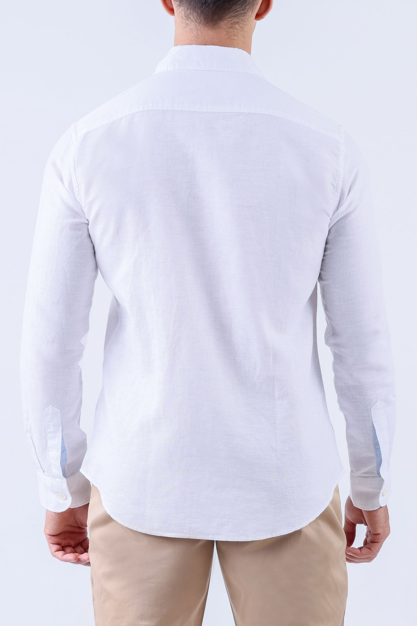 Crocodile Men Linen Plain Slim Fit Shirt - White